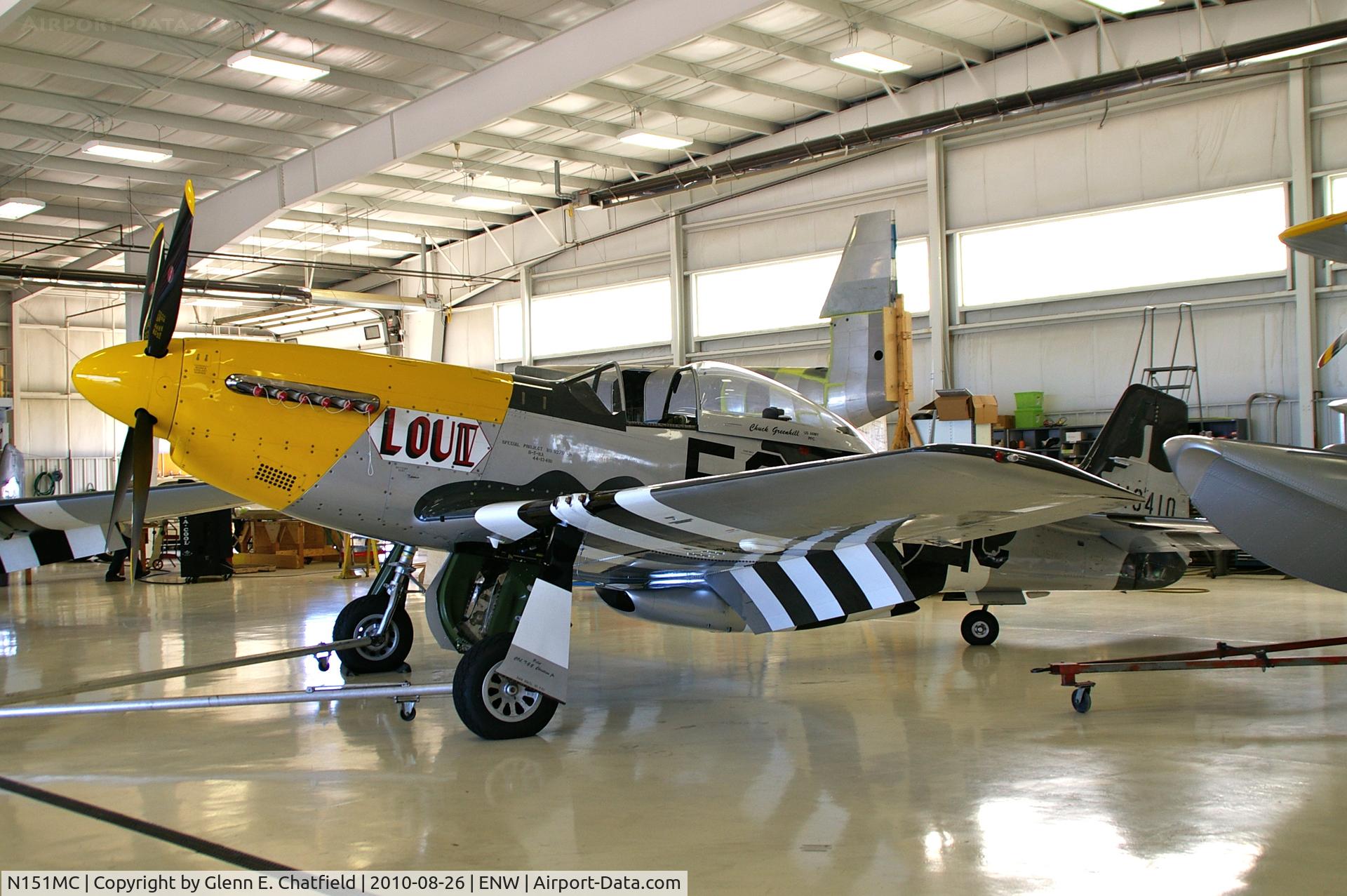 N151MC, 1968 North American F-51D Mustang Mustang C/N AF6722581, Parked in the hangar with another P-51, JRFs, J4F