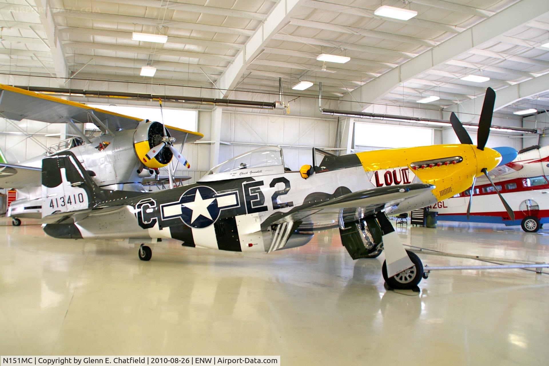 N151MC, 1968 North American F-51D Mustang Mustang C/N AF6722581, Parked in the hangar with another P-51, JRFs, J4F