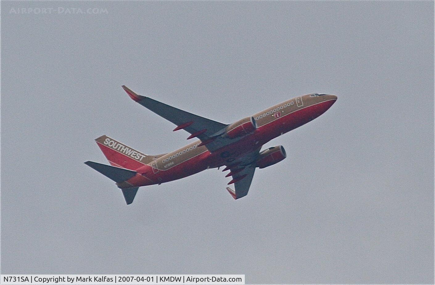 N731SA, 1999 Boeing 737-7H4 C/N 27863, Southwest Airlines Boeing 737-7H4, N731SA on the MIDWAY SEVEN departure KMDW.