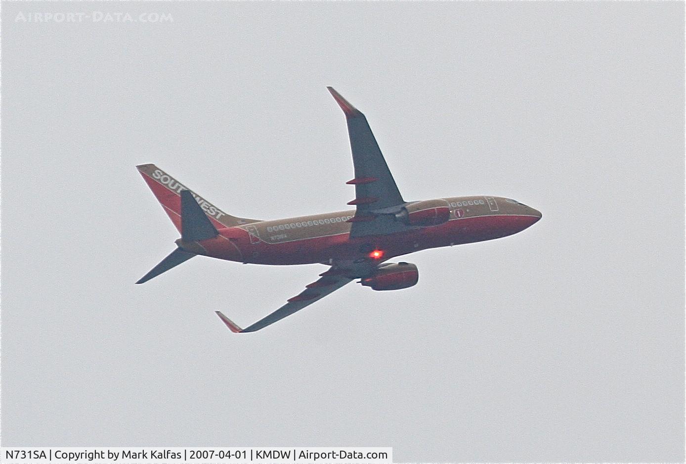 N731SA, 1999 Boeing 737-7H4 C/N 27863, Southwest Airlines Boeing 737-7H4, N731SA on the MIDWAY SEVEN departure KMDW.