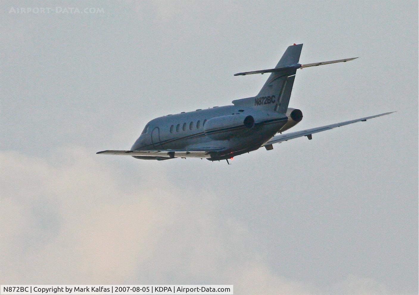 N872BC, 2001 Raytheon Hawker 800XP C/N 258524, BCC AVIATION Raytheon Aircraft Company HAWKER 800XP, N872BC 20R departure KDPA.