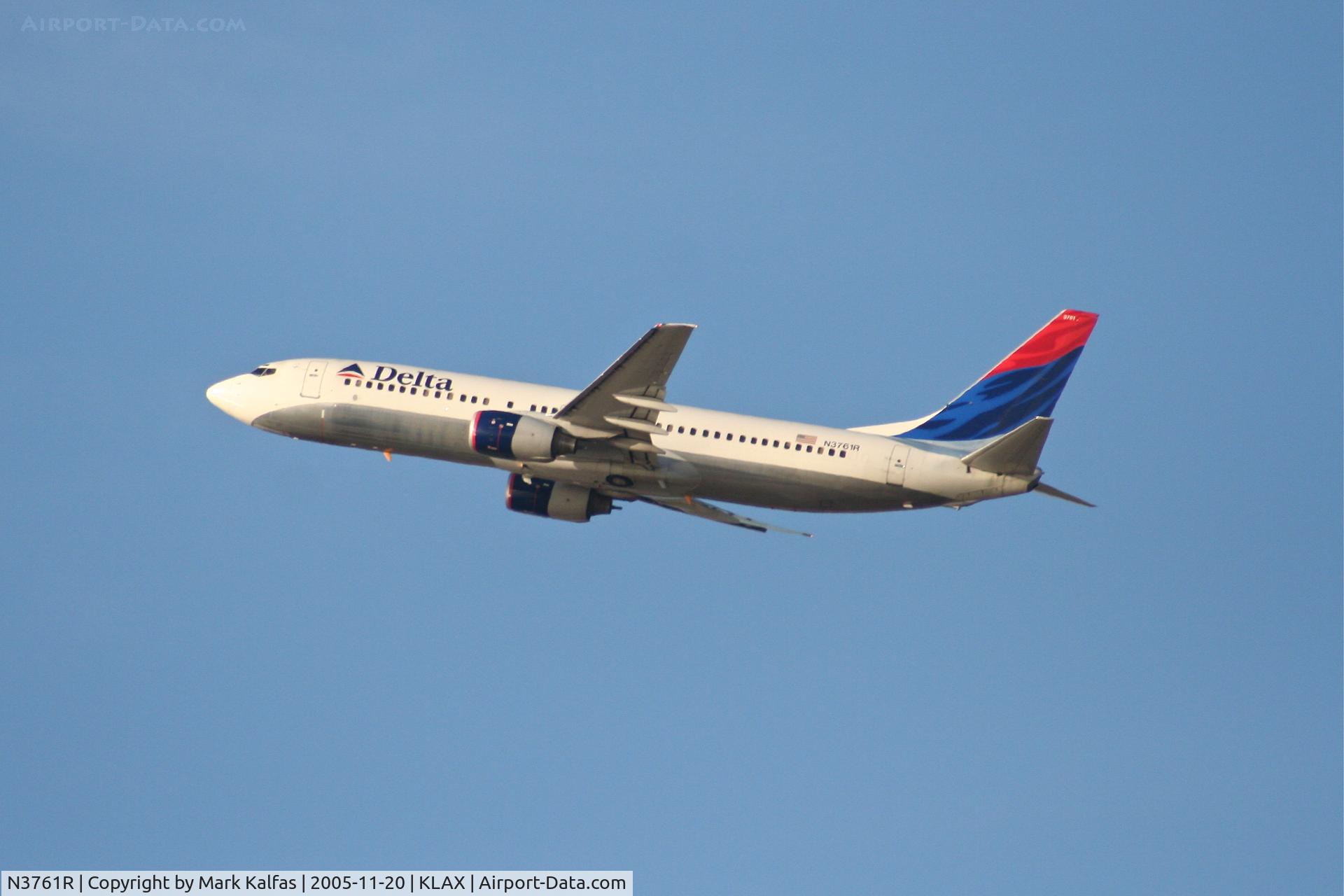 N3761R, 2001 Boeing 737-832 C/N 29628, Delta Airlines Boeing 737-832, 25R departure KLAX.