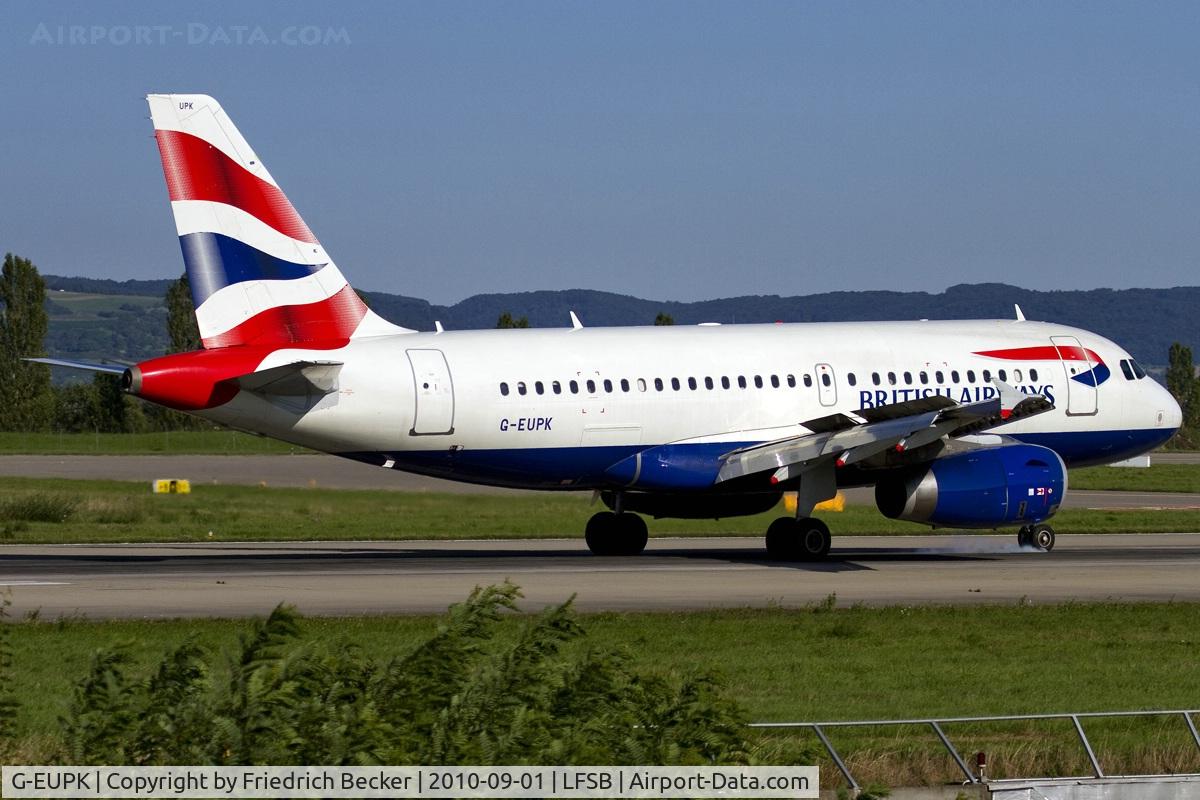G-EUPK, 2000 Airbus A319-131 C/N 1236, departure from Basel