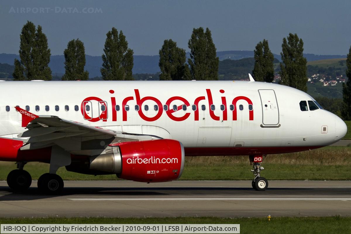 HB-IOQ, 2008 Airbus A320-214 C/N 3422, departure from Basel