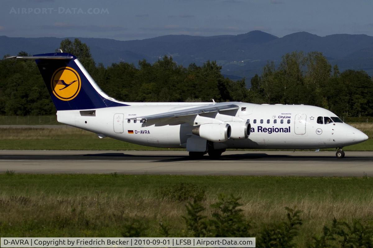 D-AVRA, 1994 British Aerospace Avro 146-RJ85 C/N E.2256, departure from Basel