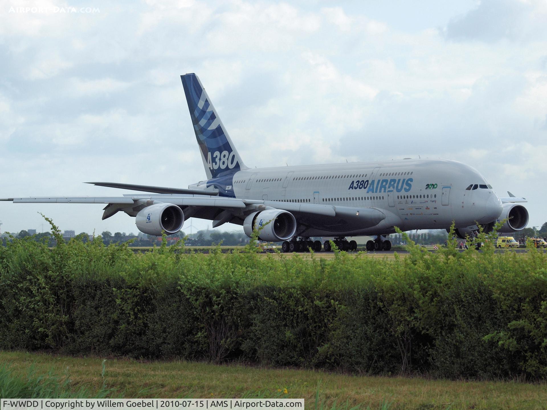 F-WWDD, 2005 Airbus A380-861 C/N 004, The first arrival on Schiphol on 15-7-2010 of the A380