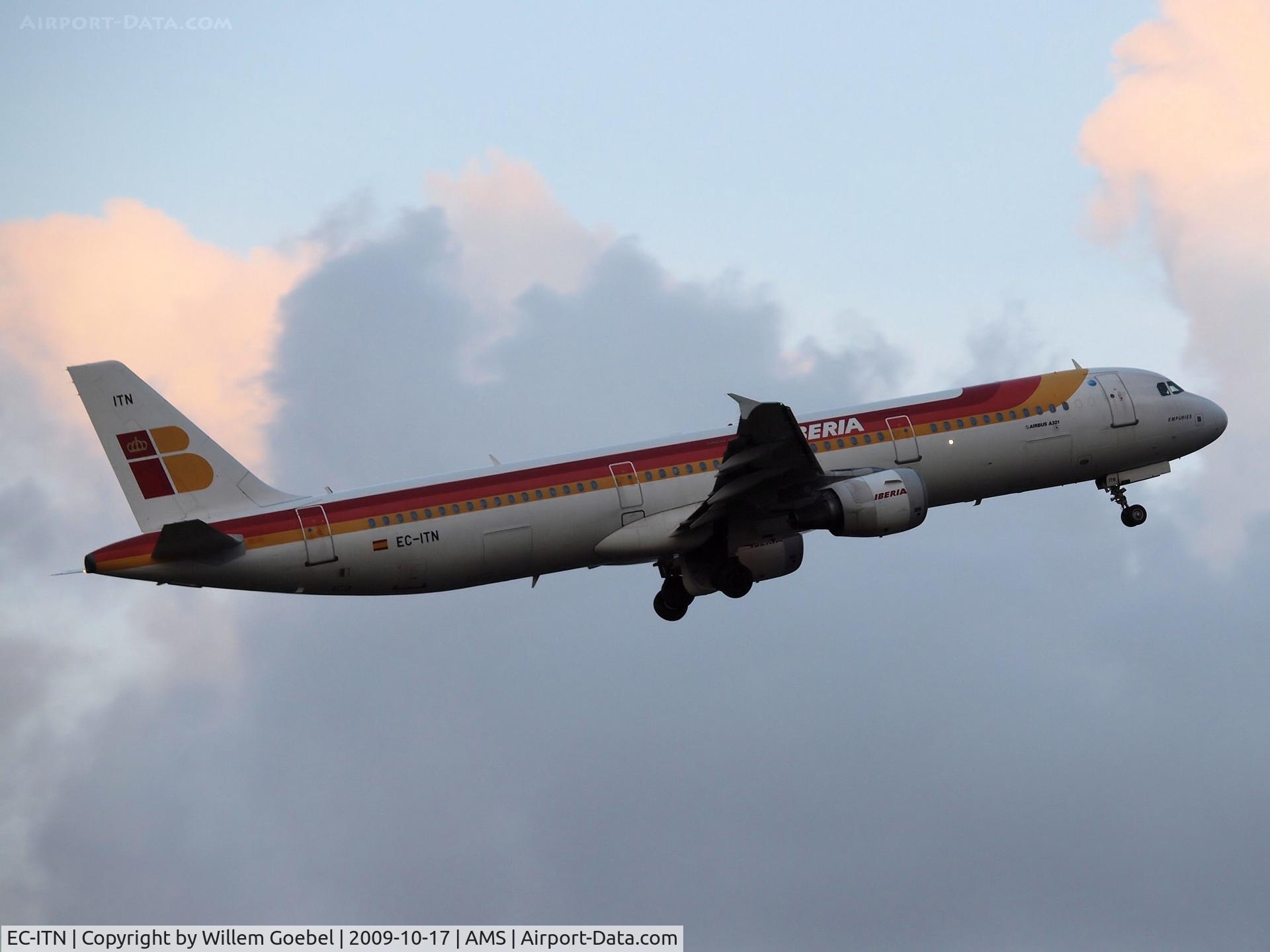 EC-ITN, 2003 Airbus A321-212 C/N 2115, Take off from Schiphol Airport