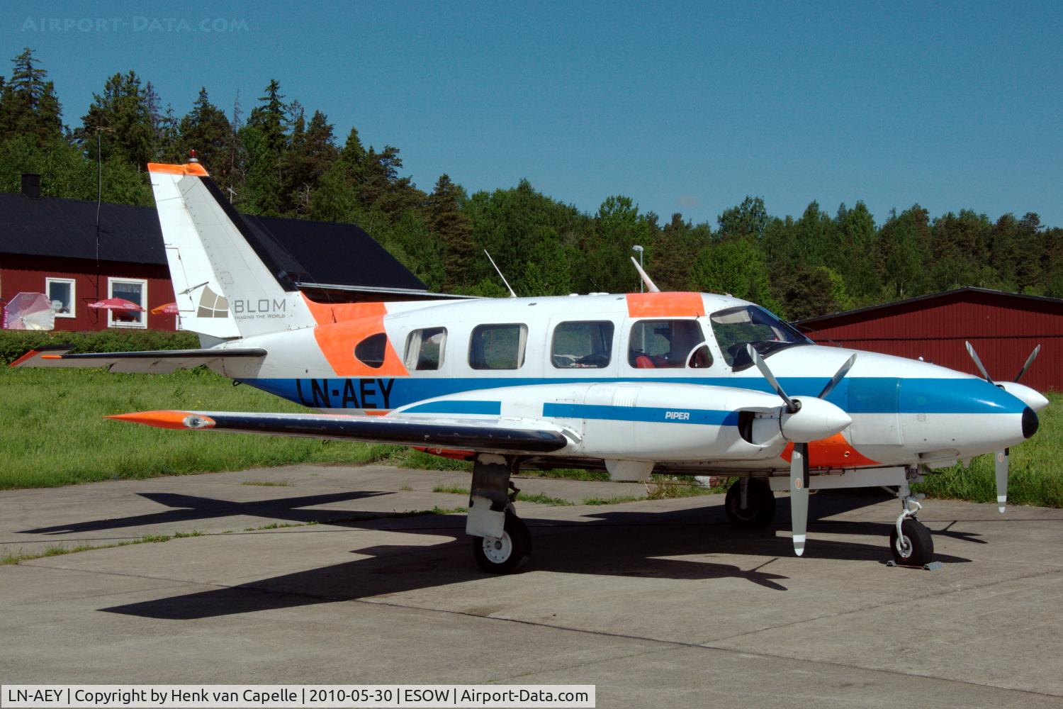 LN-AEY, Piper PA-31-310 Navajo C/N 31-457, Norwegian Piper Navajo of Blom Geomatics at Västerås Hässlö airport, Sweden.