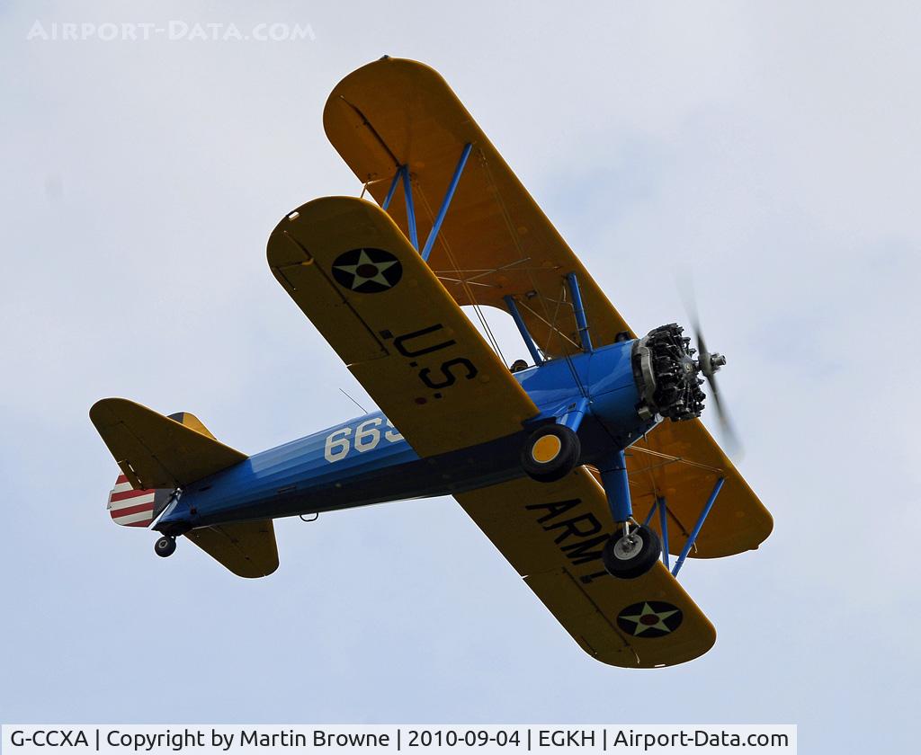G-CCXA, 1942 Boeing A75N1 C/N 75-3616, SHOT AT HEADCORN