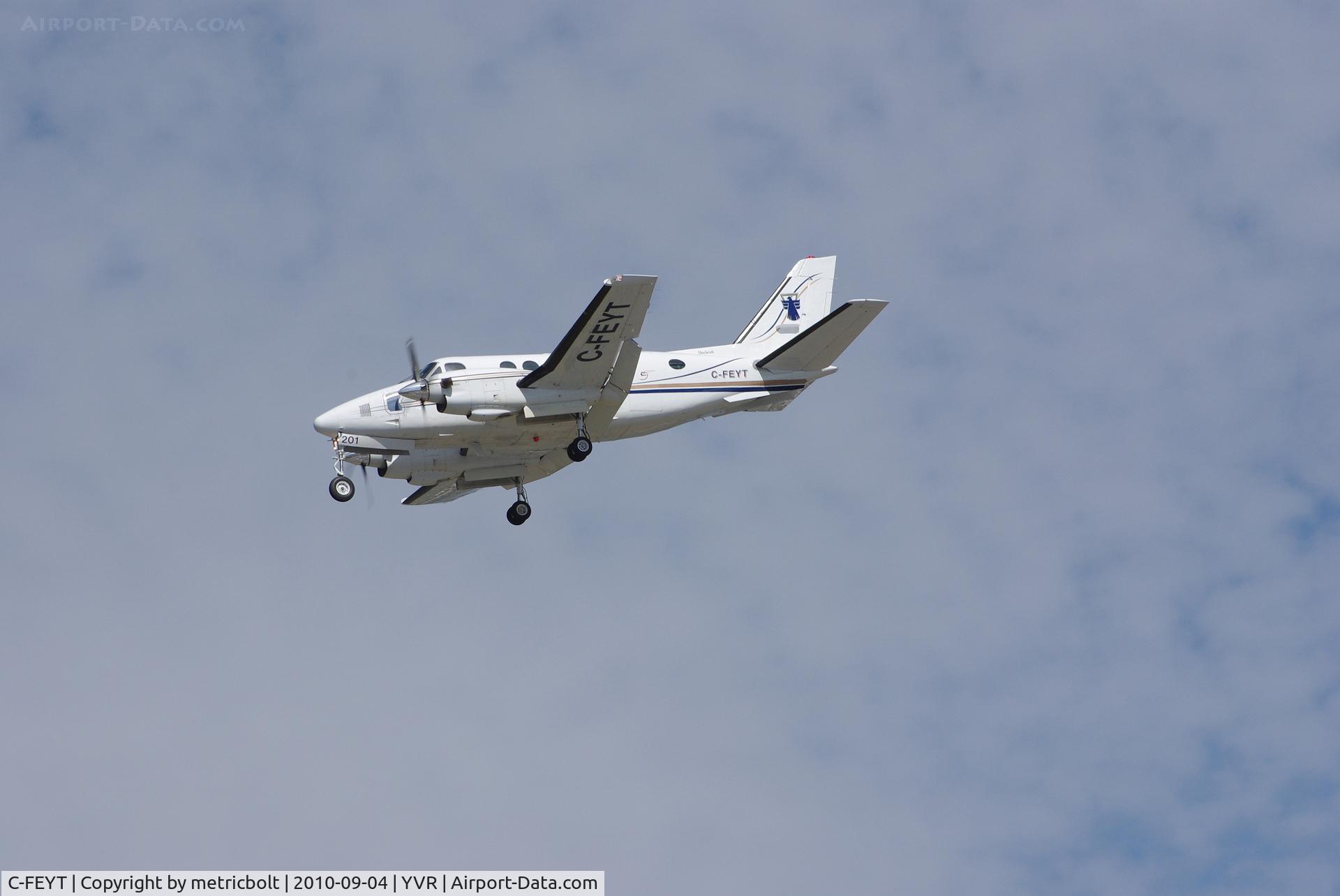 C-FEYT, 1974 Beech A100 King Air C/N B-210, Landing at YVR.Operated by Northern Thunderbird