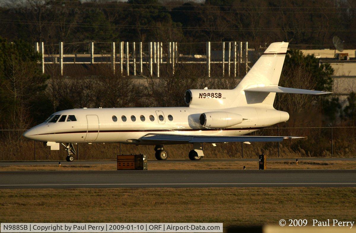 N988SB, 1988 Dassault Falcon 50 C/N 174, In for a short visit, now waiting to leave