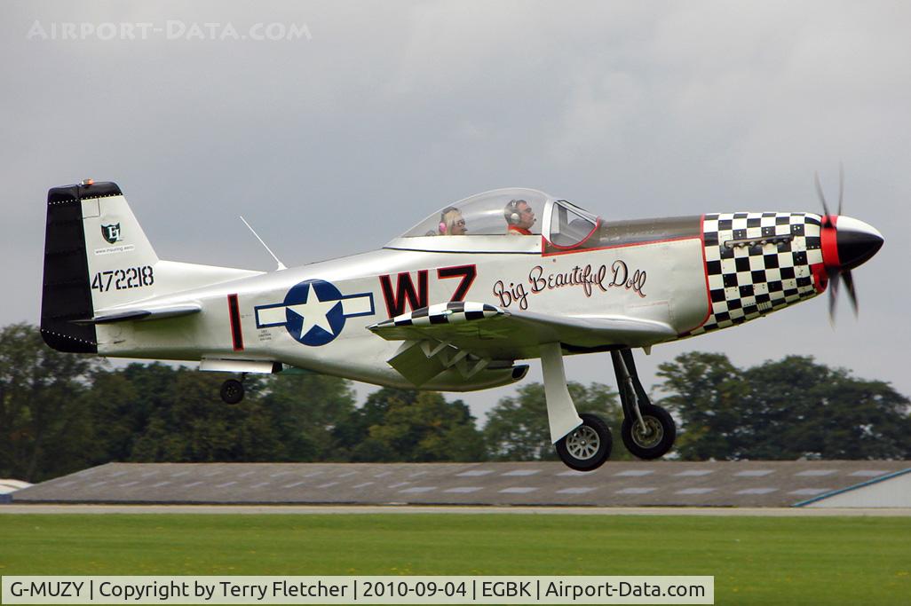 G-MUZY, 2008 Titan T-51 Mustang C/N LAA 355-14831, 1951 Commonwealth Aircraft Corporation Pty Ltd CA 18 MK 22 (MUSTANG P-51D), c/n: CACM-192-1517 - visitor to the 2010 LAA National Rally at Sywell