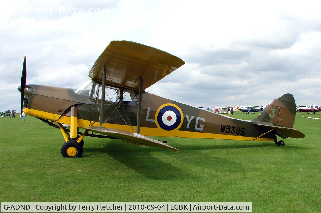 G-ADND, 1936 De Havilland DH.87B Hornet Moth C/N 8097, 1936 De Havilland DH87B HORNET MOTH, c/n: 8097 wearing Serial W9385 YG-L at 2010 LAA National Rally at Sywell