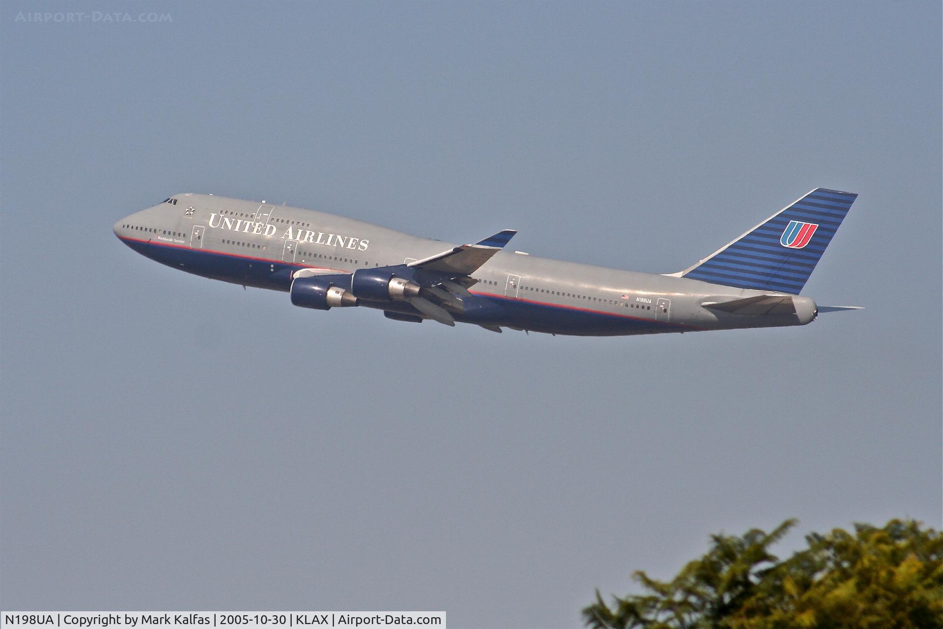 N198UA, 1997 Boeing 747-422 C/N 28716, United Airlines Boeing 747-422, N198UA departing 25R KLAX.
