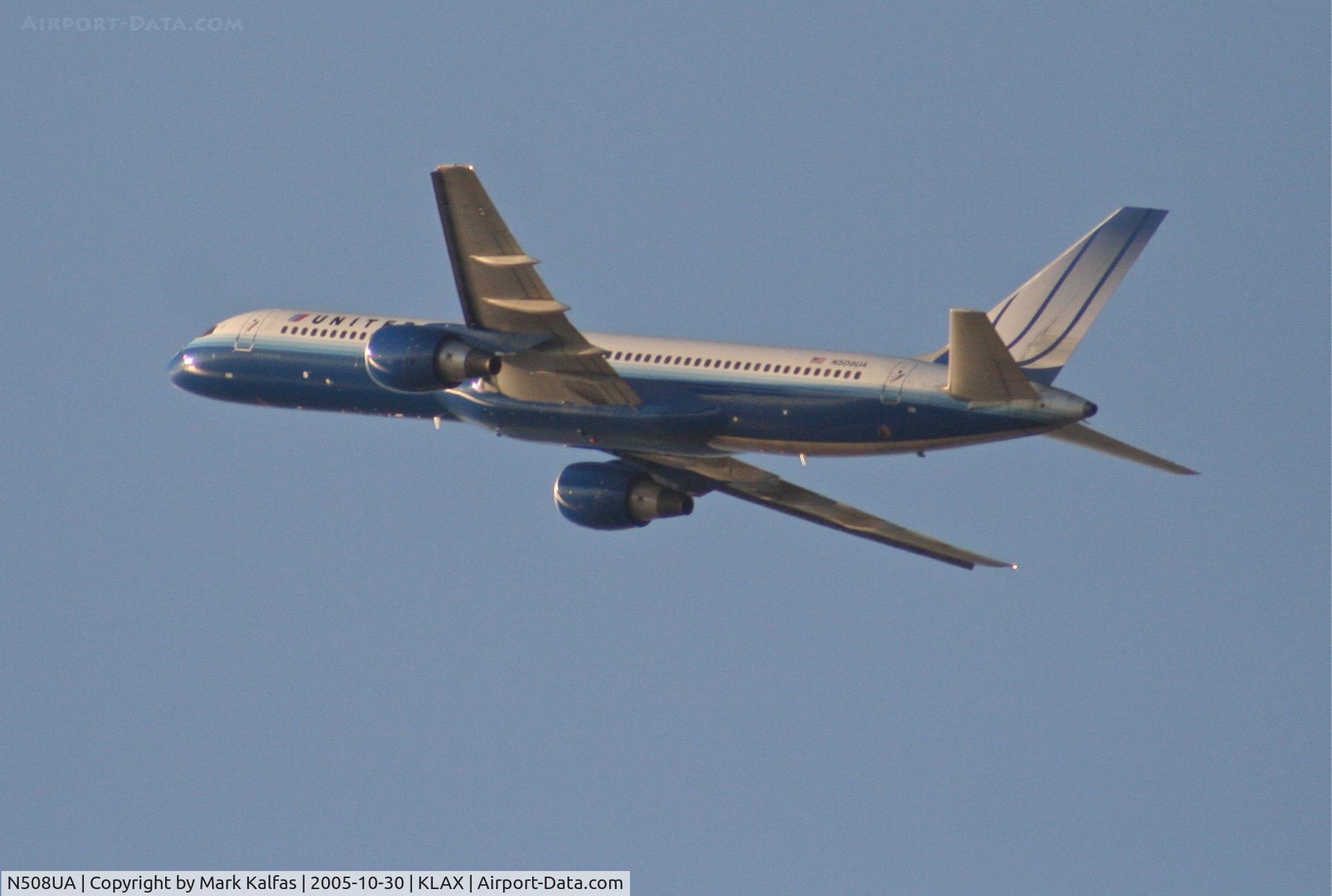 N508UA, 1990 Boeing 757-222 C/N 24744, United Airlines Boeing 757-222, N508UA 25R departure KLAX.