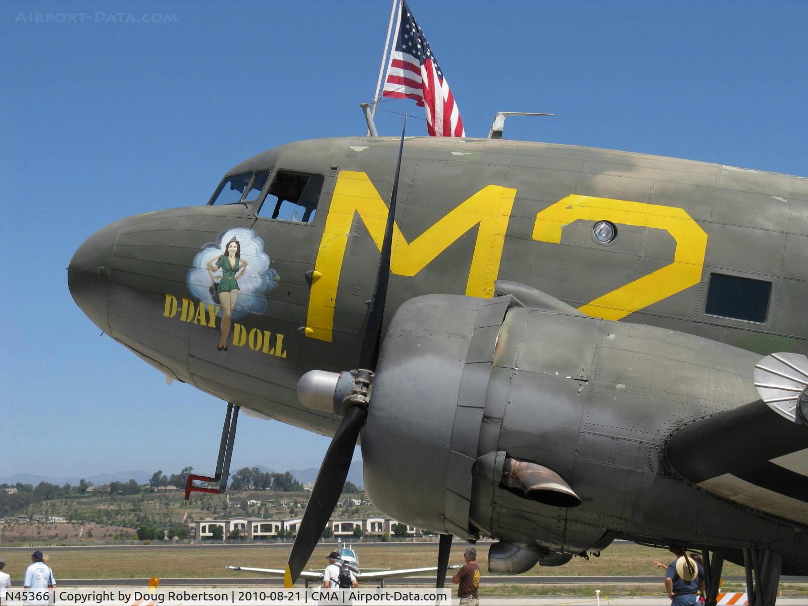 N45366, 1943 Douglas C-53D-DO Skytrooper (DC-3A) C/N 11757, 1943 Douglas C-53D SKYTROOPER 'D-DAY DOLL', two Curtiss-Wright R-1820-56 Cyclones 1,200 Hp each, nose art