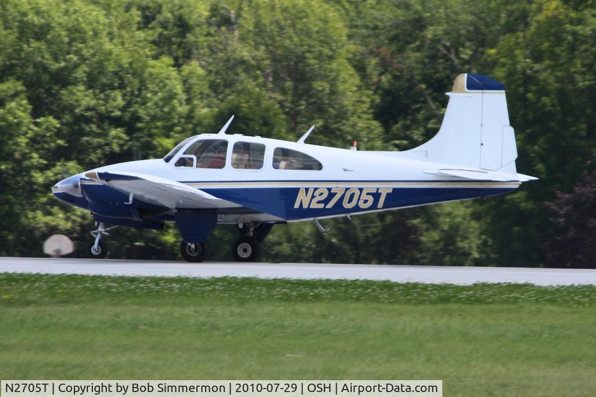 N2705T, 1967 Beech D95A Travel Air C/N TD-690, Departing Airventure 2010 - Oshkosh, Wisconsin