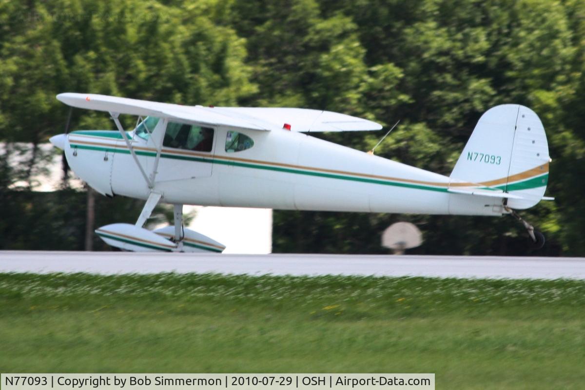 N77093, 1946 Cessna 140 C/N 11551, Departing Airventure 2010 - Oshkosh, Wisconsin