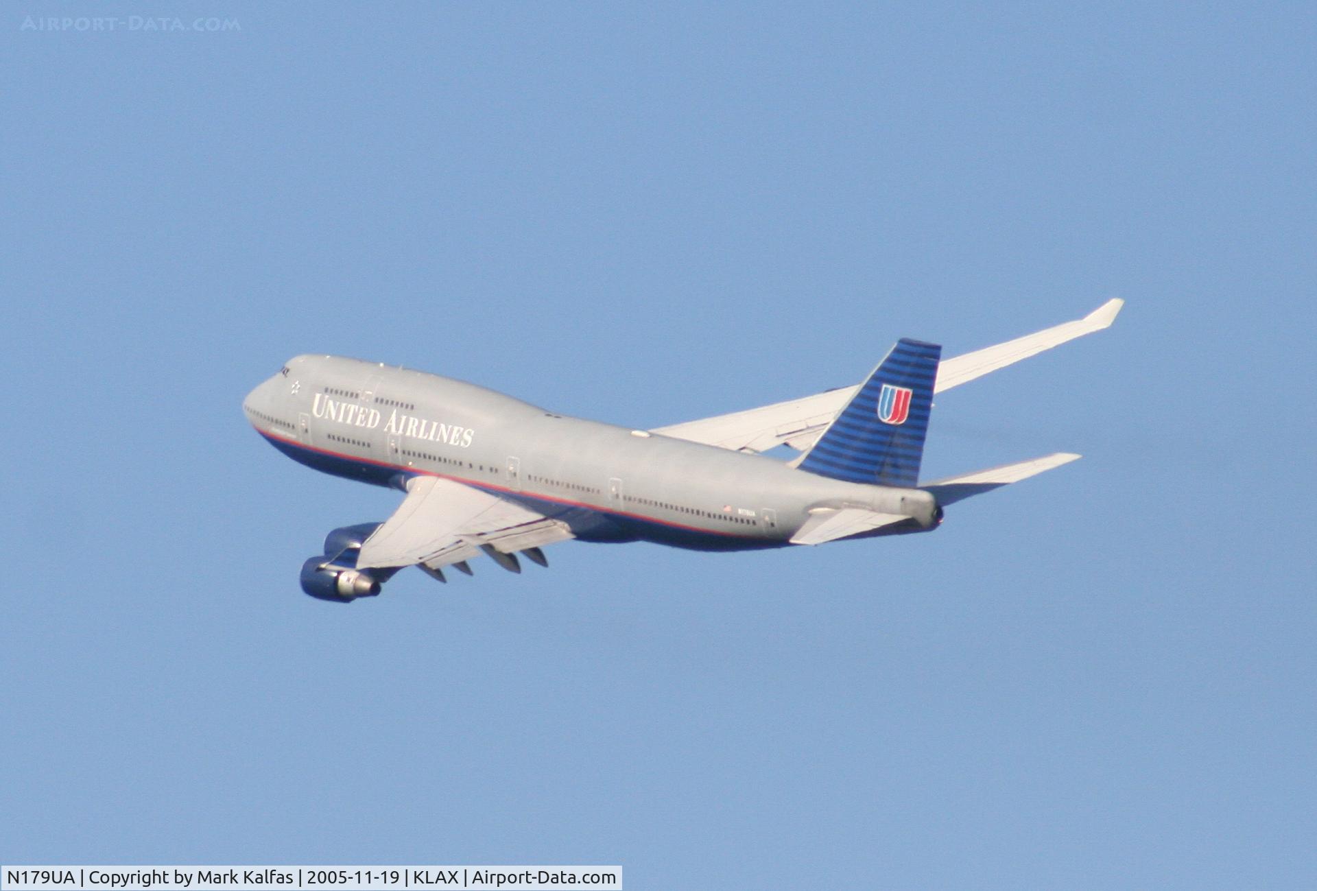N179UA, 1991 Boeing 747-422 C/N 25158, United Airlines Boeing 747-422, N179UA departing 25R KLAX heading over to RJAA.