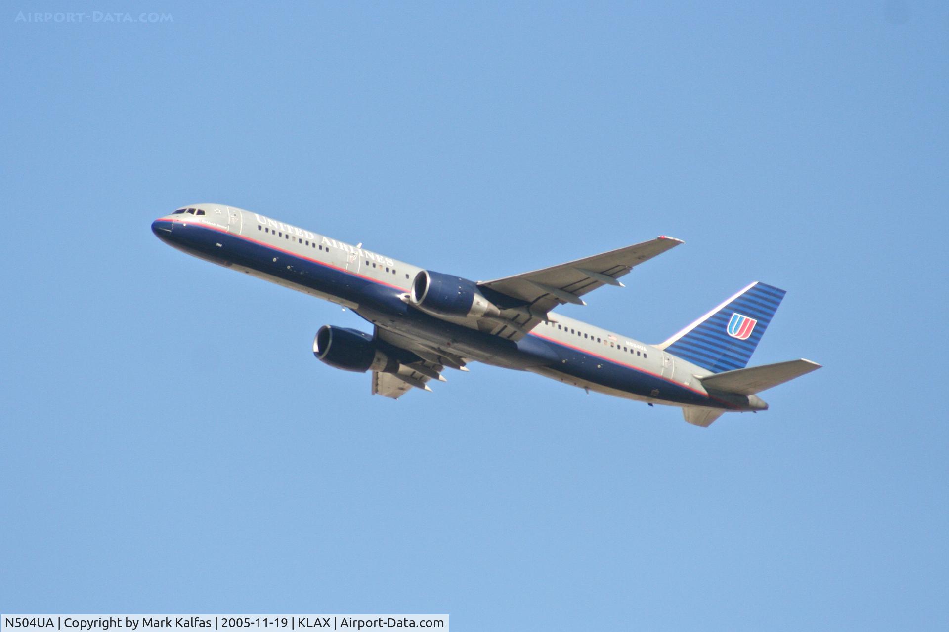 N504UA, 1989 Boeing 757-222 C/N 24625, United Airlines Boeing 757-222, N504UA departing 25R KLAX for an afternoon trip to KORD.