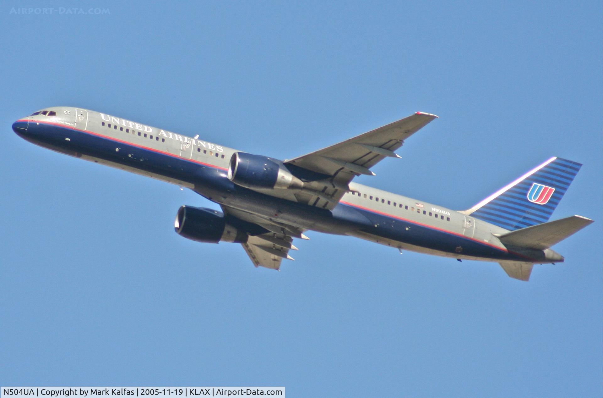N504UA, 1989 Boeing 757-222 C/N 24625, United Airlines Boeing 757-222, N504UA departing 25R KLAX for an afternoon trip to KORD.