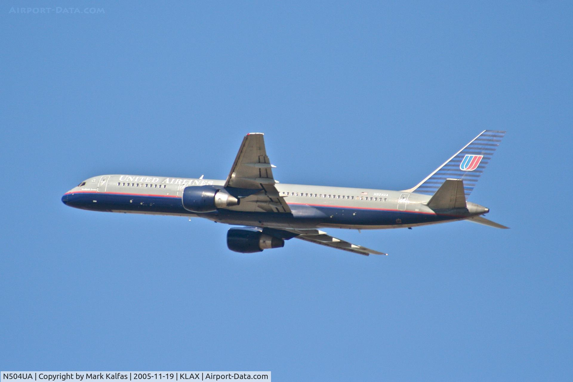 N504UA, 1989 Boeing 757-222 C/N 24625, United Airlines Boeing 757-222, N504UA departing 25R KLAX for an afternoon trip to KORD.