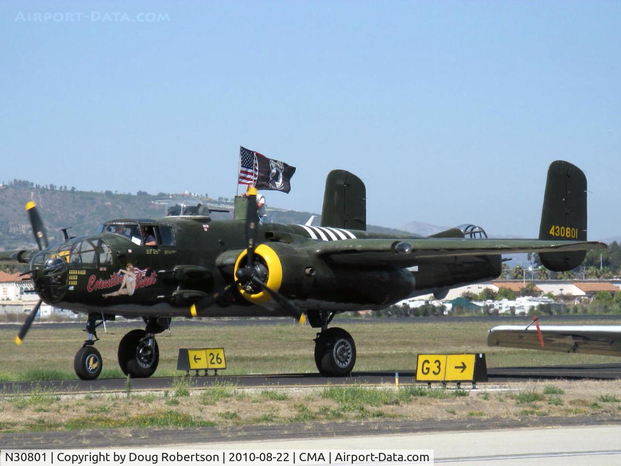 N30801, 1944 North American TB-25N Mitchell C/N 108-34076, 1944 North American TB-25N MITCHELL 'EXECUTIVE SWEET', two Wright Cyclone R-2600s 1,700 Hp each, taxi to Rwy 26