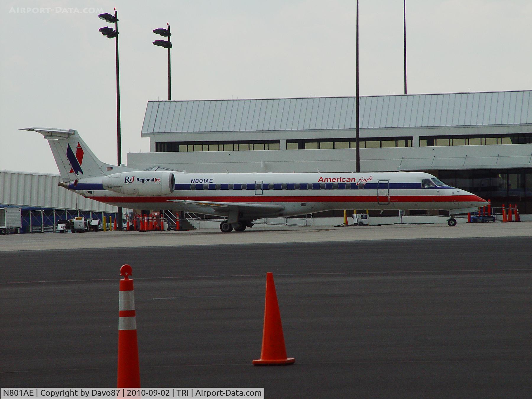 N801AE, 2001 Embraer ERJ-140LR (EMB-135KL) C/N 145469, N801AE parked at Tri-Cities Airport, Blountville, TN over Labor Day Weekend.