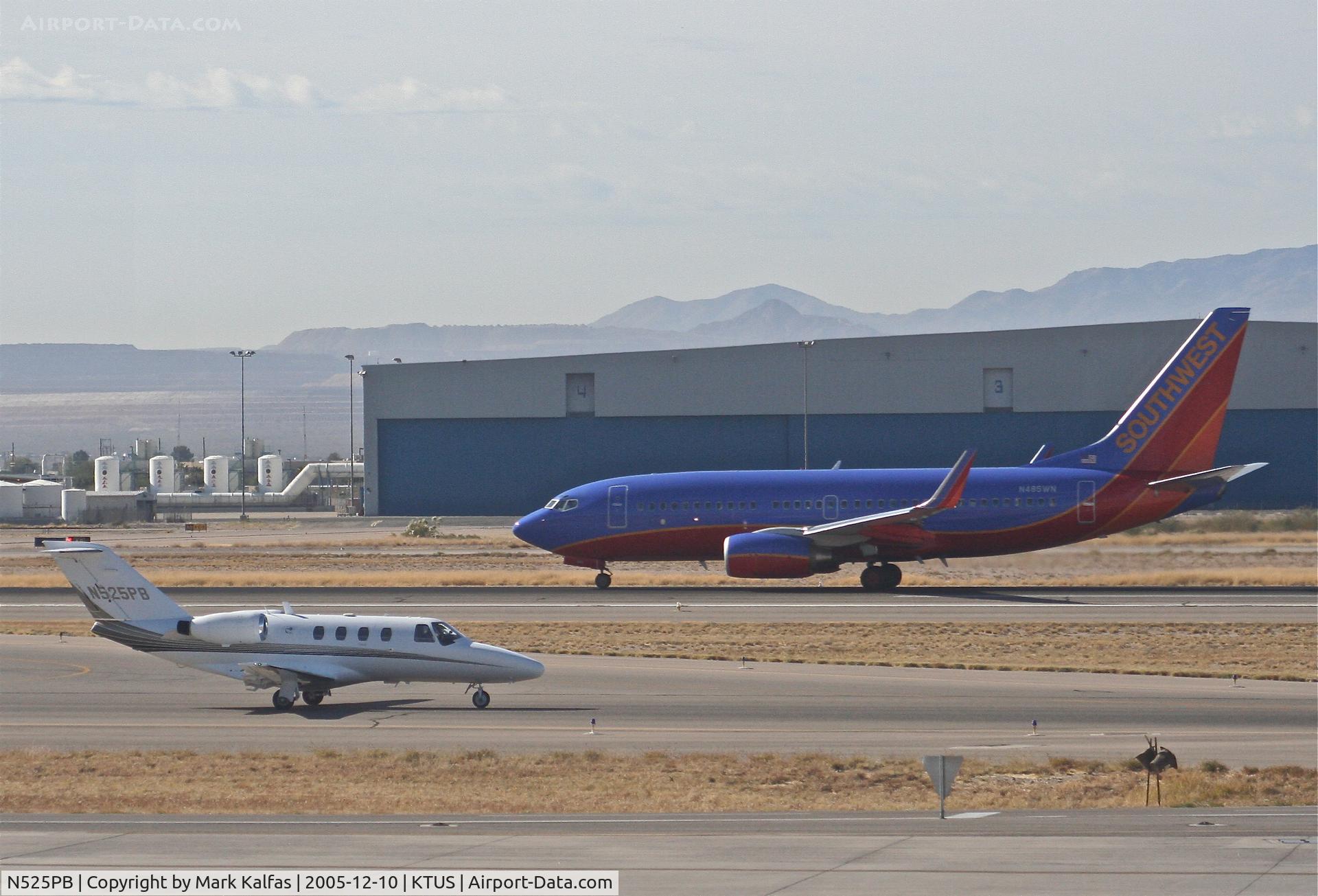 N525PB, 2003 Cessna 525A CitationJet CJ2 C/N 525A0172, JCL AVIATION Cessna 525A, Taxiway Alpha - SouthWest N485WN arriving on 11L KTUS.