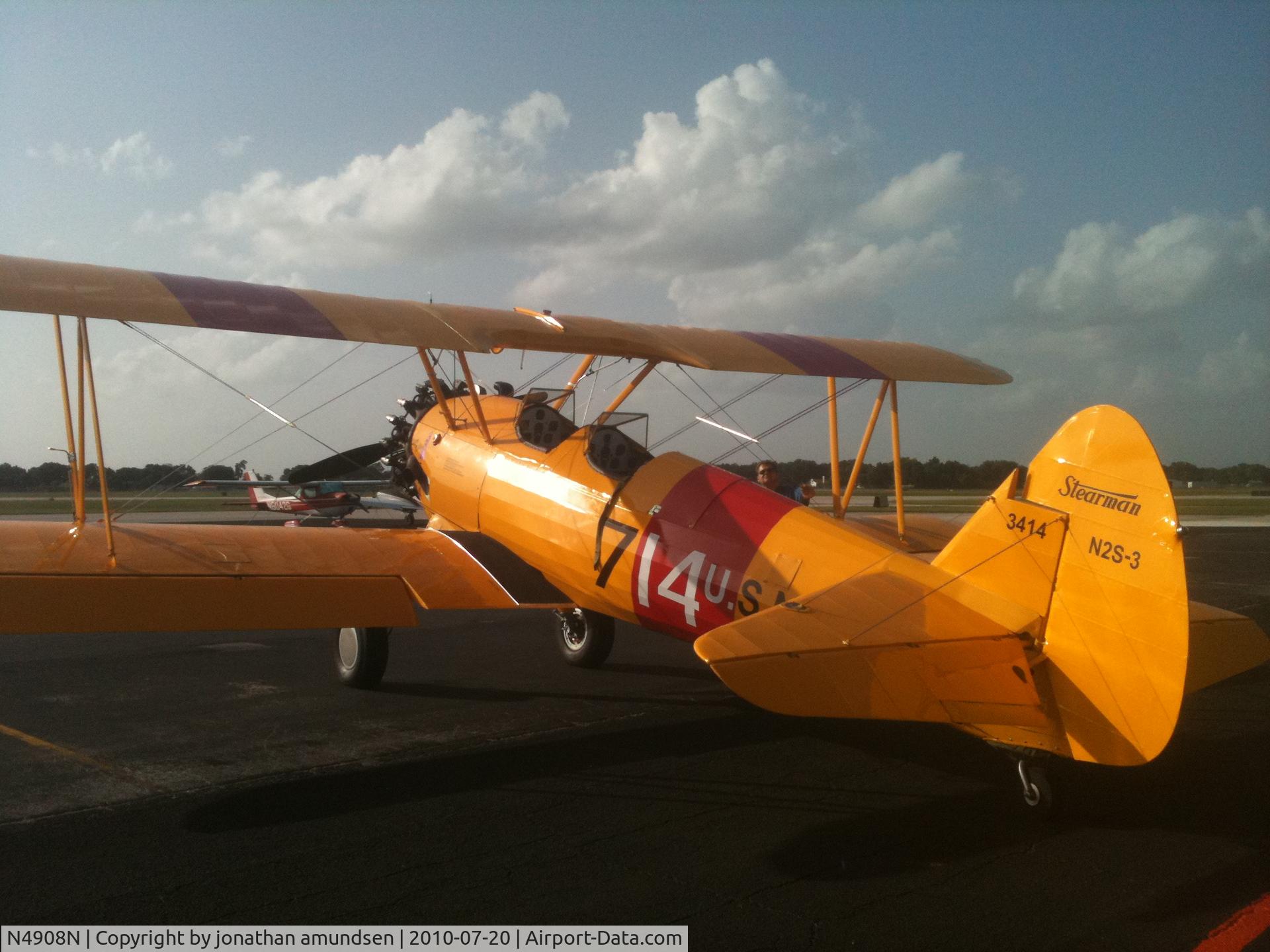N4908N, 1940 Boeing A75L3 C/N 75-1191, just finished a complete restoration picture taken right before the test flight in winter haven fl