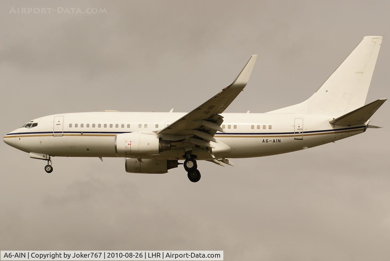 A6-AIN, 1999 Boeing 737-7Z5 BBJ C/N 29268, Private
