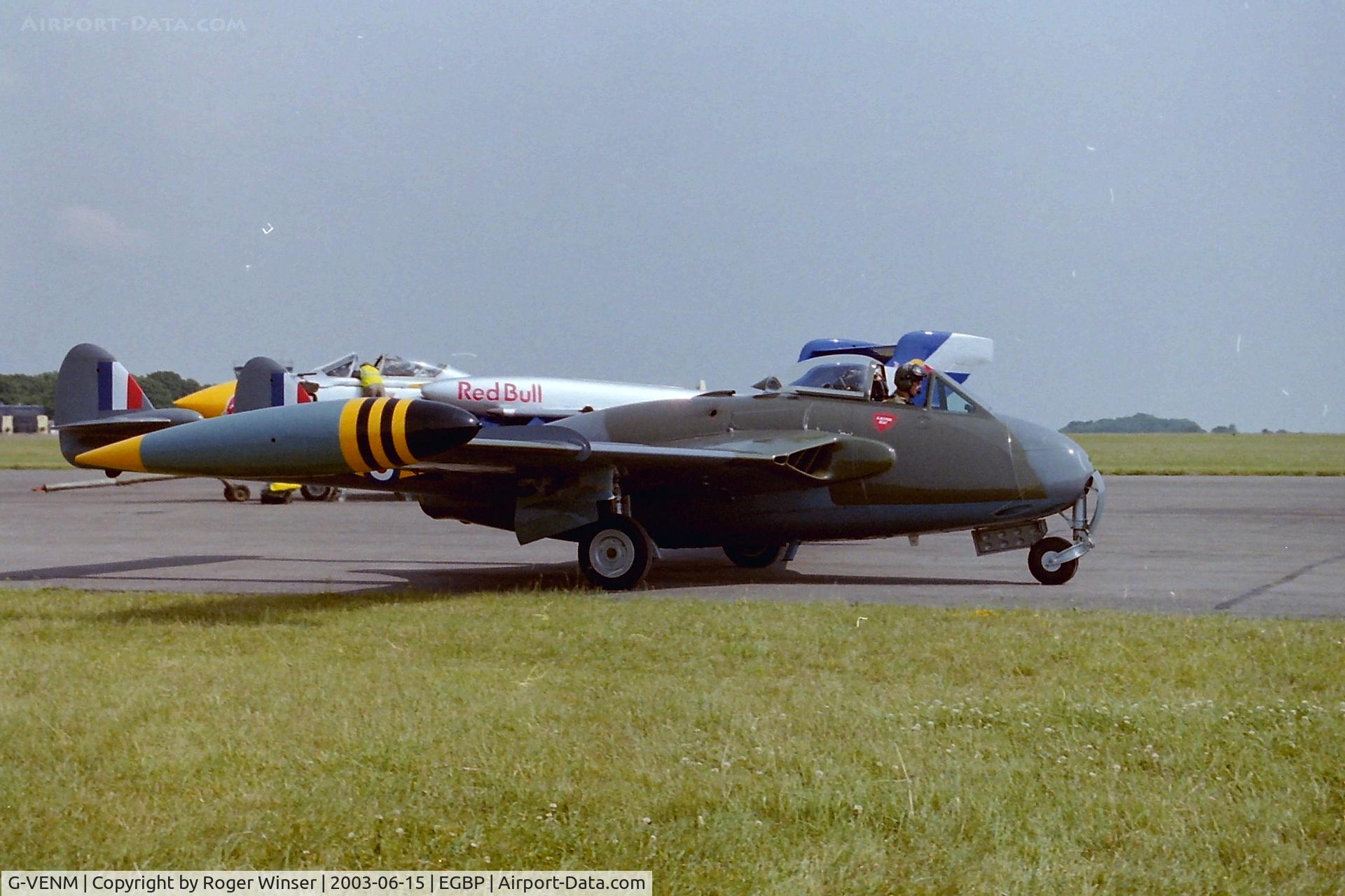 G-VENM, 1955 De Havilland DH-112 Venom FB.50 C/N 824, Formerly J-1614 in the Swiss Flugwaffe, now marked as WK436 of 11 Squadron RAF
