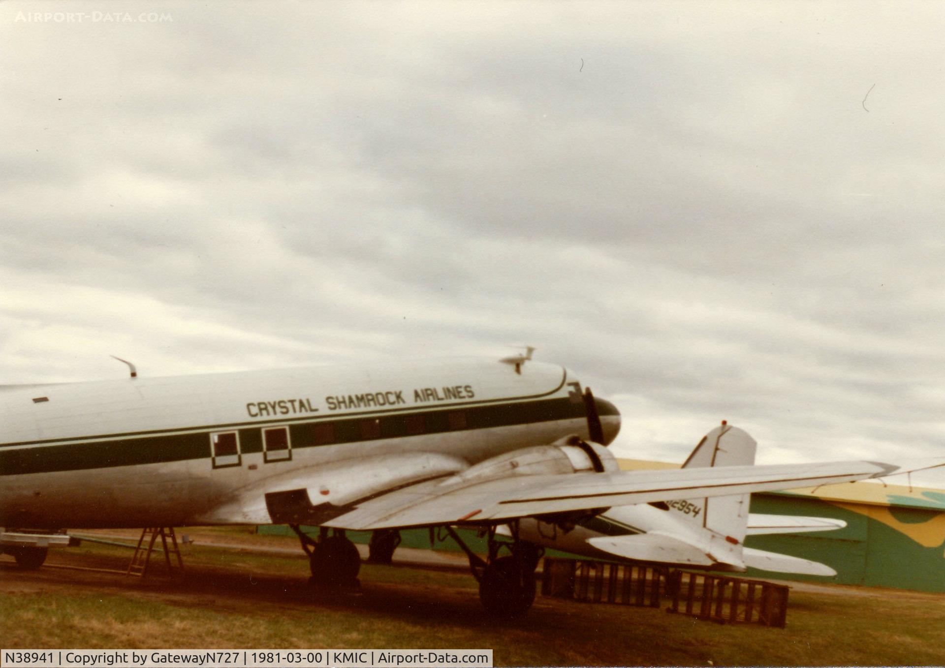 N38941, Douglas DC-3-G202A C/N 6332, Crystal Shamrock Airlines, partial shot, shown with N12954, both are ex North Central Airlines.