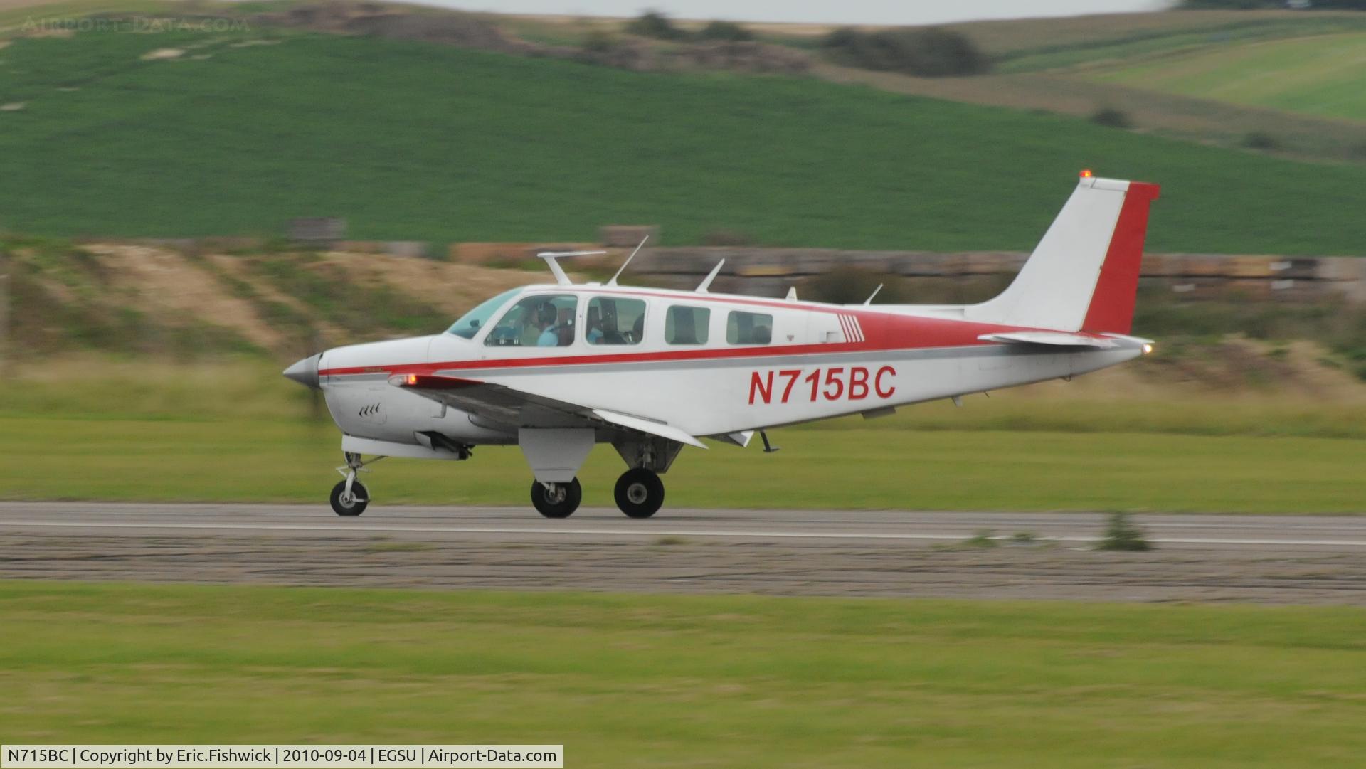 N715BC, 1975 Beech A36 Bonanza 36 C/N E782, N715BC departing IWM Duxford Battle of Britain Air Show Sep. 2010