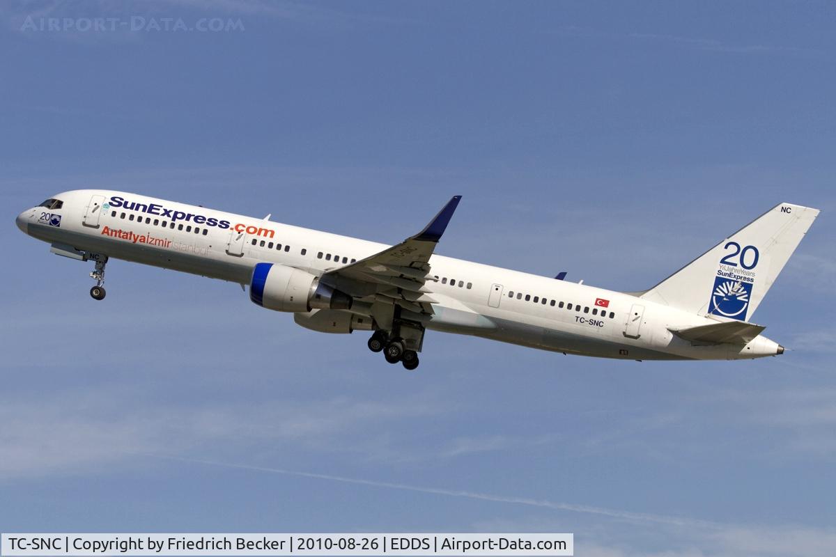 TC-SNC, 1994 Boeing 757-2Q8 C/N 26273, departure from Stuttgart