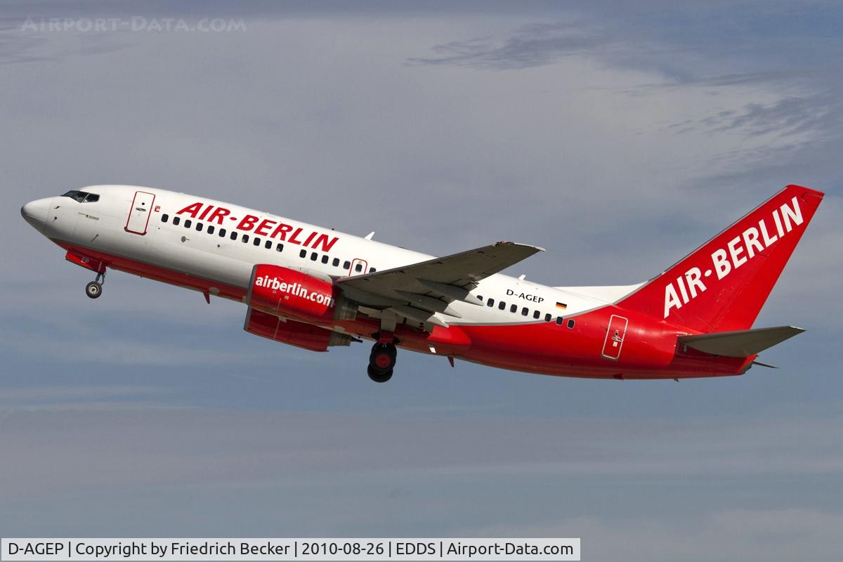 D-AGEP, 1998 Boeing 737-75B C/N 28102, departure from Stuttgart