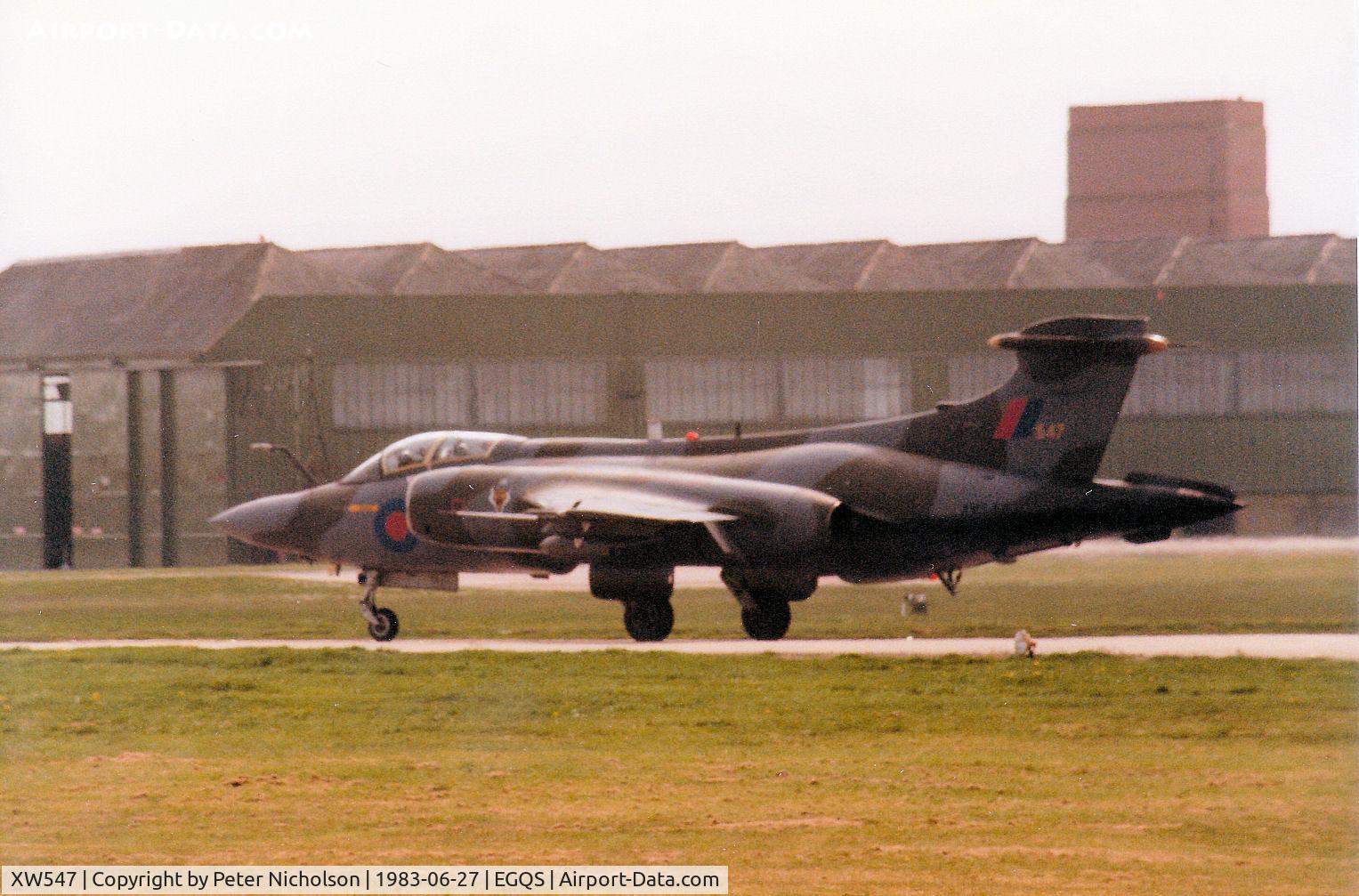 XW547, 1972 Hawker Siddeley Buccaneer S.2B C/N B3-08-71, Buccaneer S.2B of 12 Squadron returning to RAF Lossiemouth from a mission in the Summer of 1983.