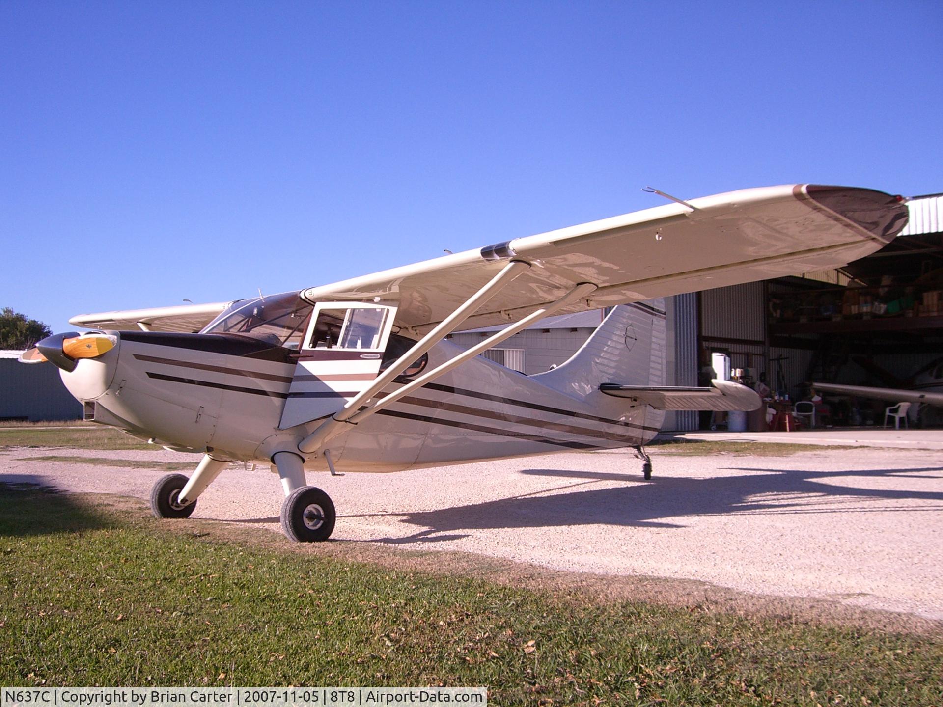 N637C, 1947 Stinson 108-3 Voyager C/N 108-3637, N637c at San Geronimo Airpark near San Antonio, Texas.