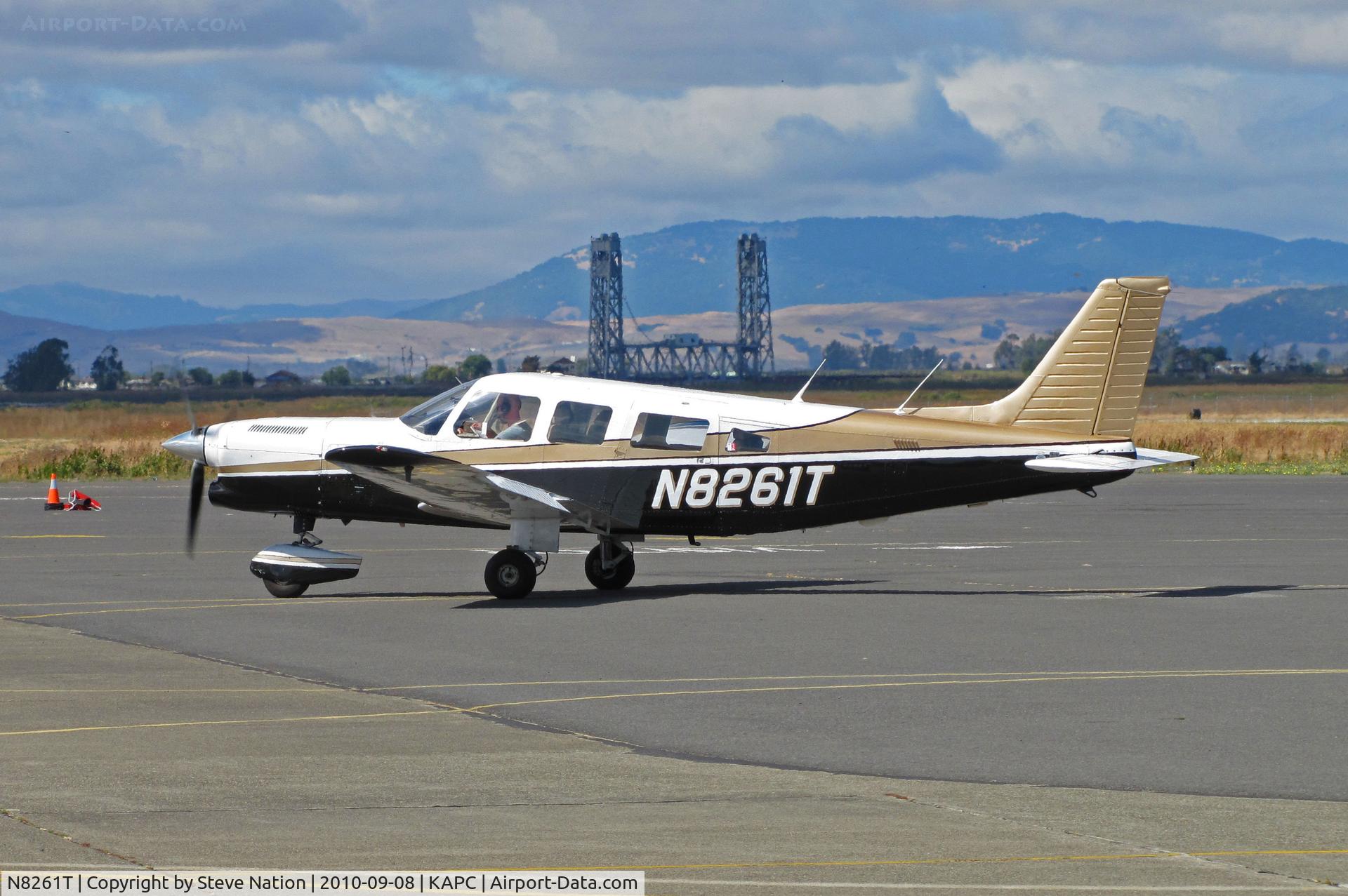 N8261T, 1980 Piper PA-32-301T Saratoga C/N 32-8024043, Very sharp 1980 Piper PA-32-301T visiting from Wyoming - note Napa River RR Bridge in background
