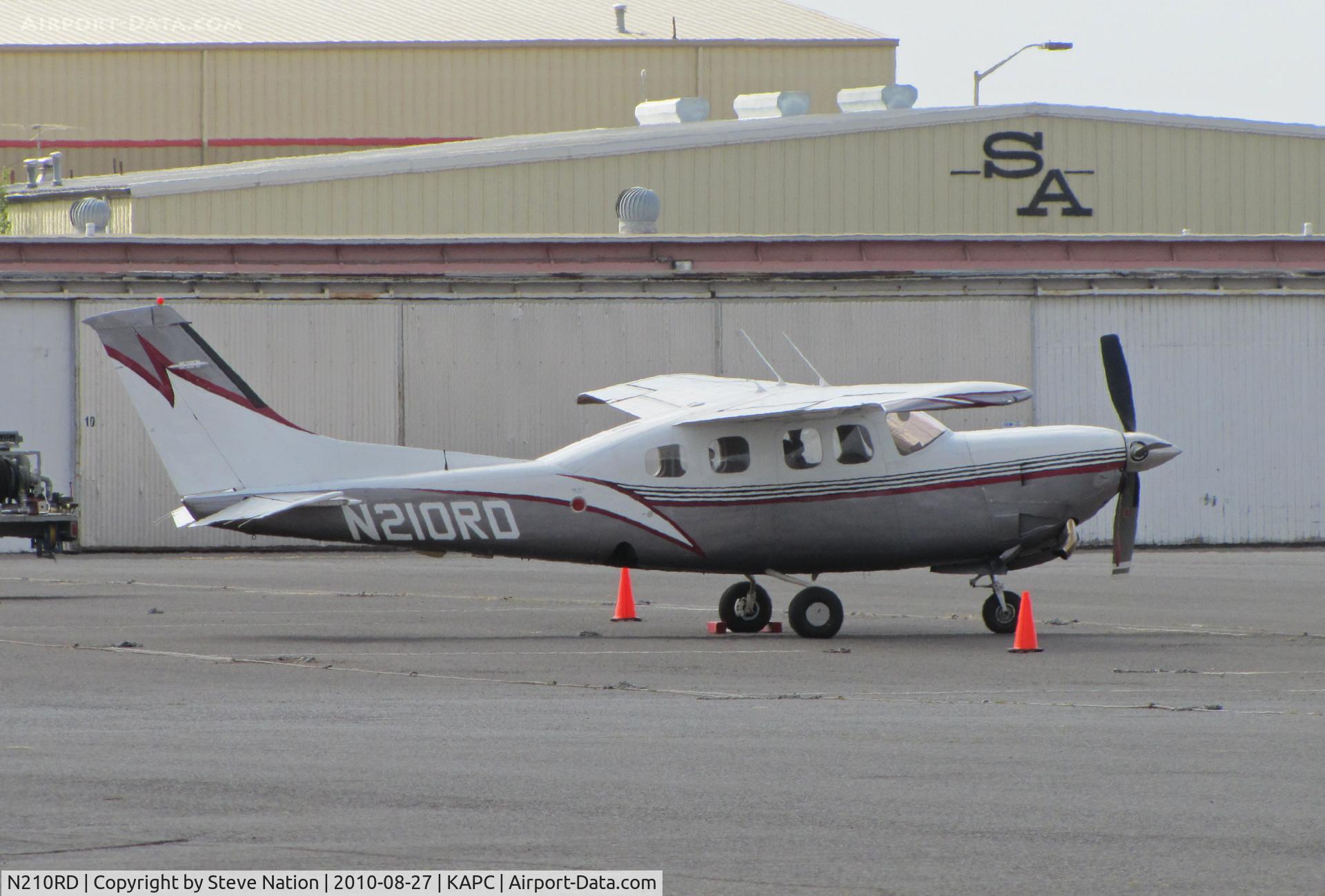 N210RD, 1981 Cessna P210N Pressurised Centurion C/N P21000772, Swiss owned 1981 Cessna P210N with Santa Rosa turbo-prop mods on Bridgeford FS ramp