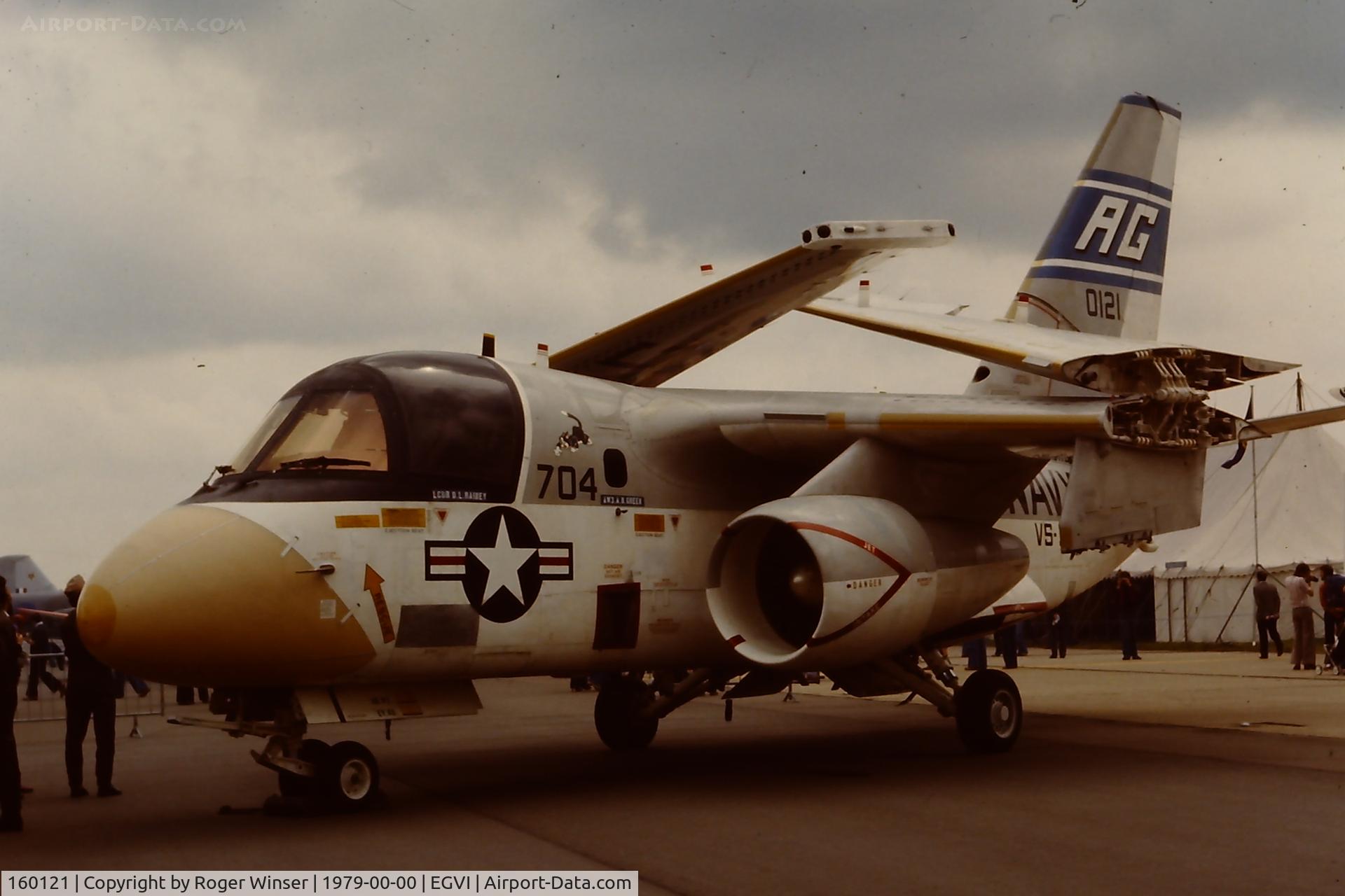 160121, Lockheed S-3A Viking C/N 394A-1103, Coded 704/AG of VS-31. Part of the USS Dwight D
Eisenhower Carrier Air Wing attending the IAT held at RAF Greenham Common in 1979.