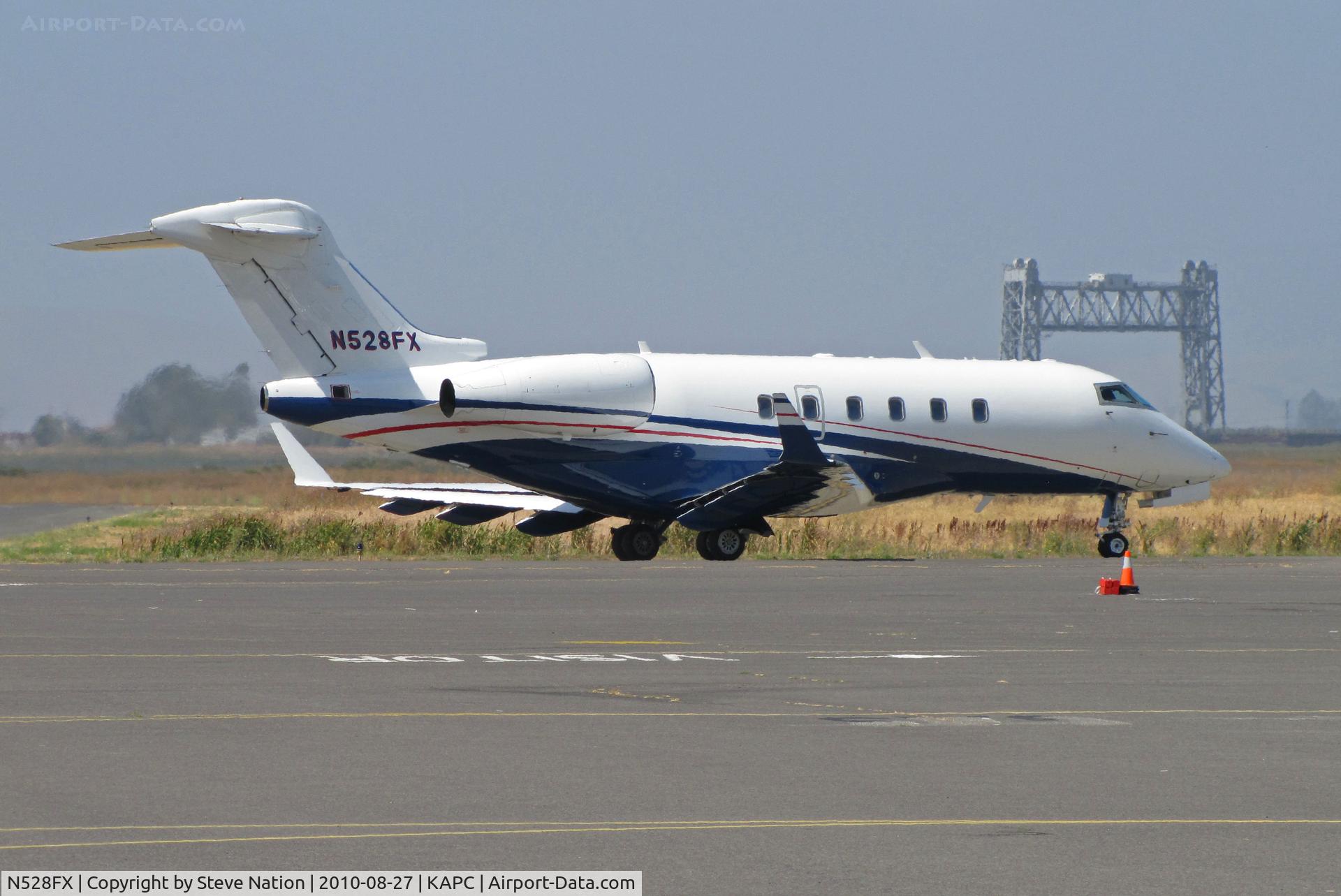 N528FX, 2006 Bombardier Challenger 300 (BD-100-1A10) C/N 20125, Flexjets 2006 BD-100-1A10 departing for Hollywood Int'l-Ft.Lauderdale, FL (KFLL) with Napa River RR Bridge