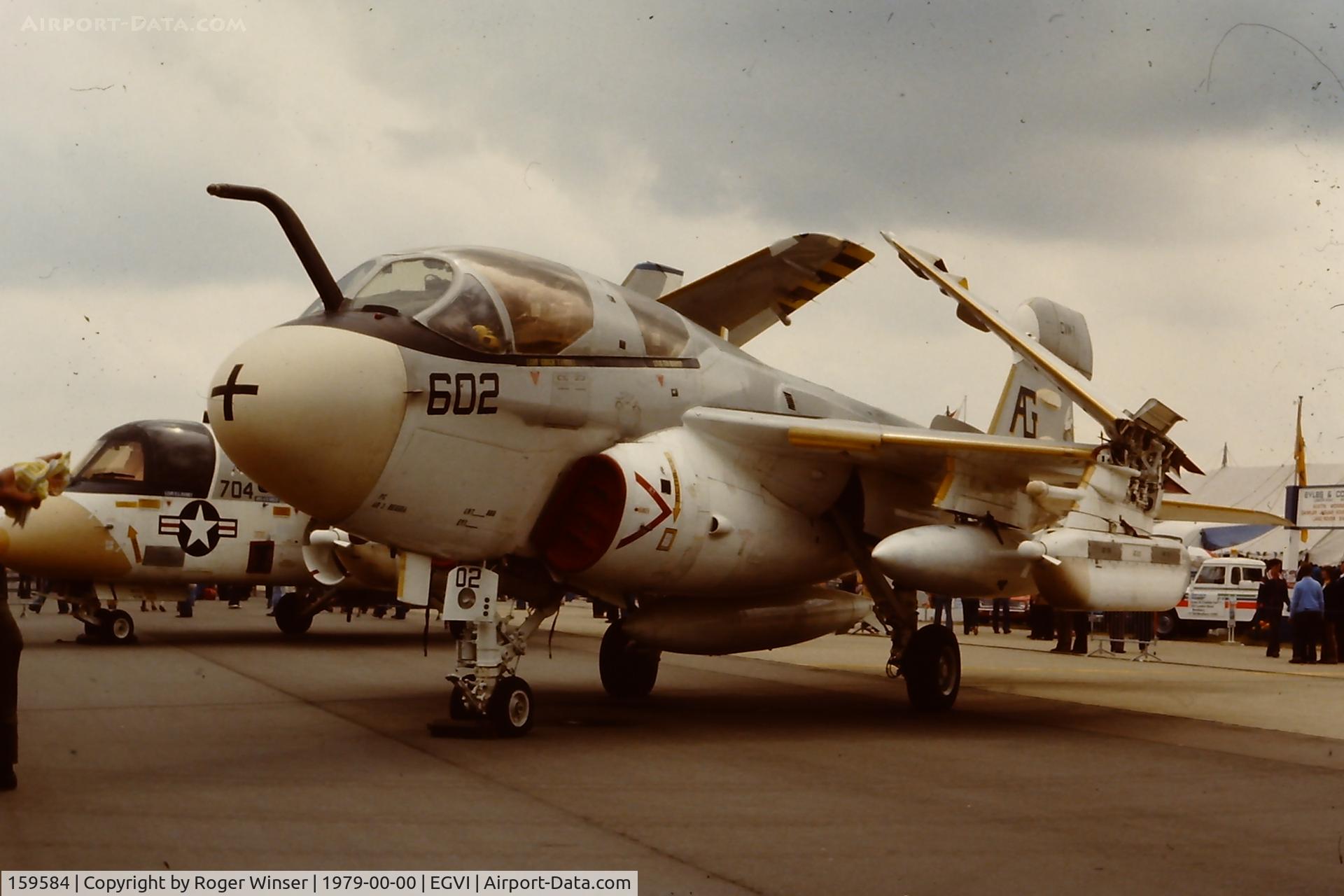 159584, Grumman EA-6B Prowler C/N P-50, Coded 602/AG of VAQ-138. Part of the USS Dwight D Eisenhower Carrier Air Wing (CVW-7) attending the IAT held at RAF Greenham Common in 1979.