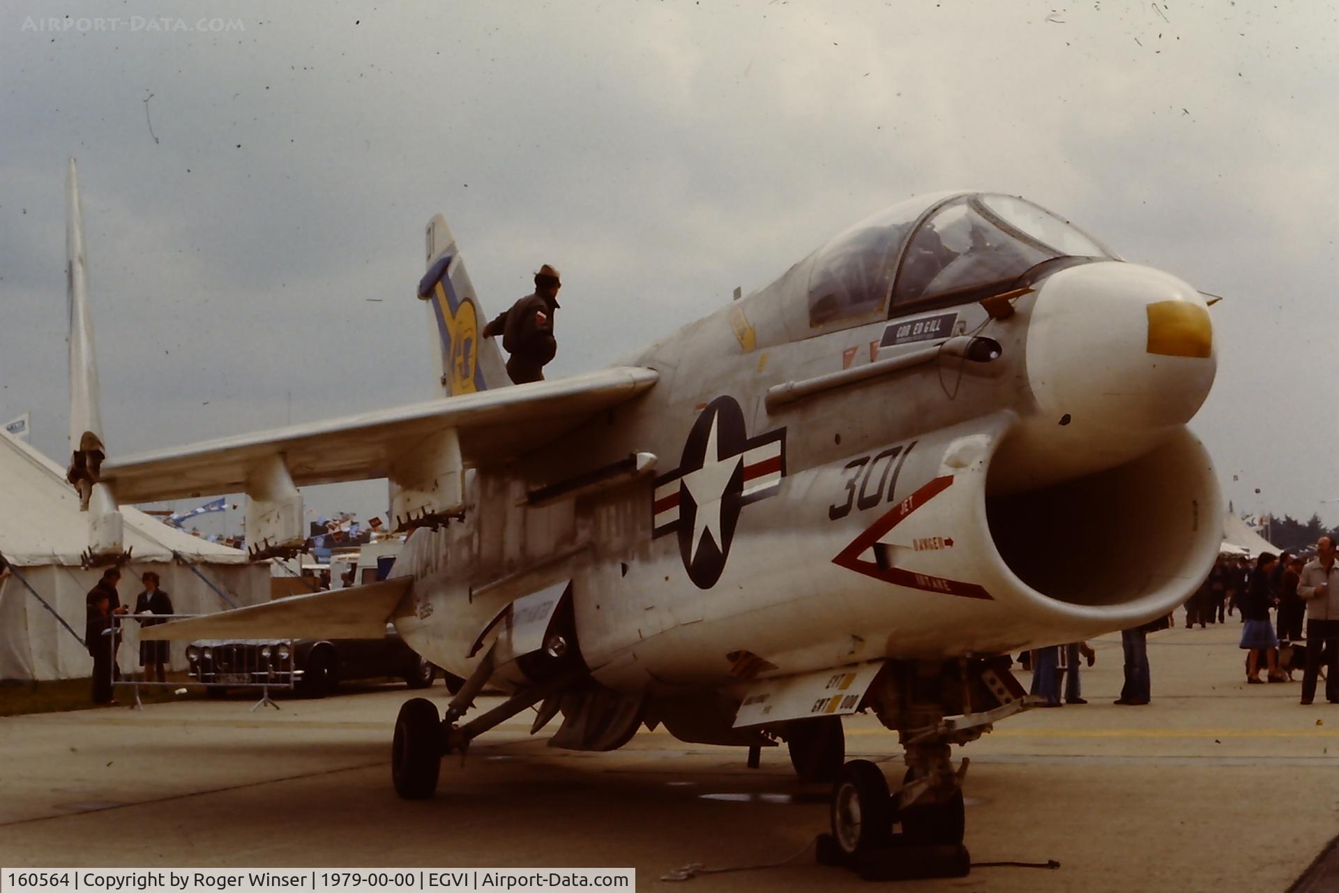 160564, LTV A-7E Corsair II C/N E-534, Corsair 11 coded 301/AG of VA-66, part of the Dwight D Eisenhower Carrier Air Wing (CVW-7) attending the IAT held at RAF Greenham Common in 1979.