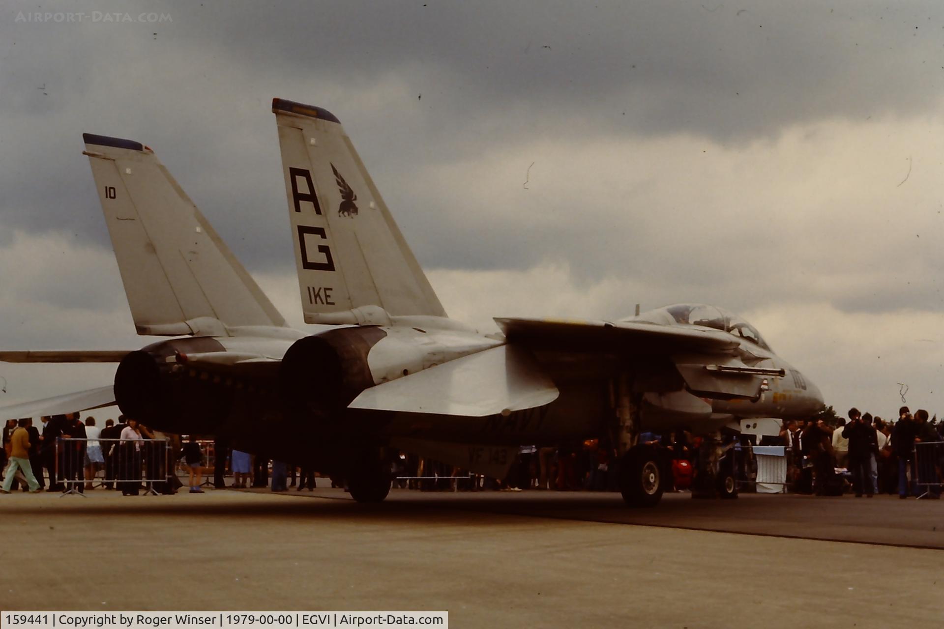 159441, Grumman F-14A Tomcat C/N 107, Coded 110/AG of VF-143. Part of the Dwight D Eisenhower Carrier Air Wing (CVW-7) attending the IAT held at RAF Greenham Common in 1979.