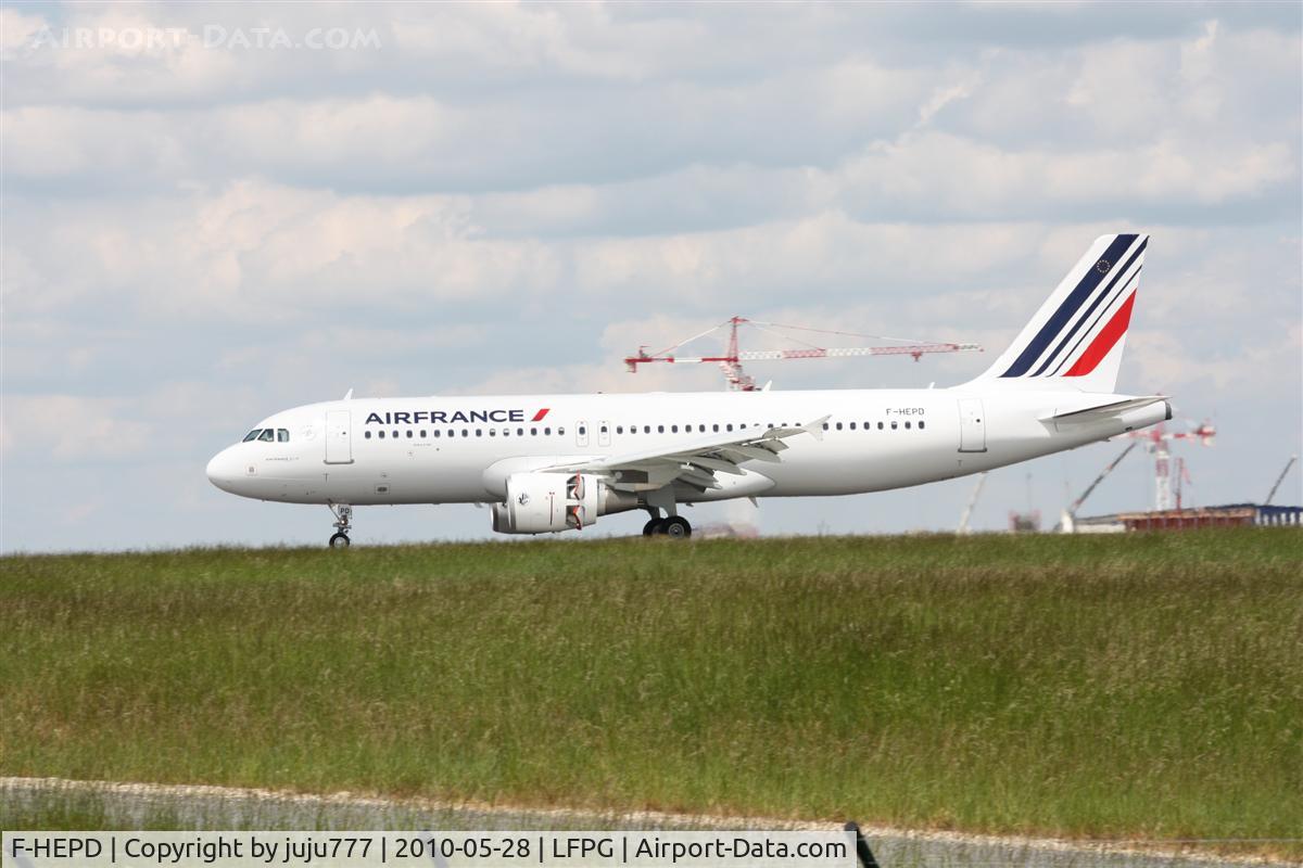 F-HEPD, 2010 Airbus A320-214 C/N 4295, on landing at CDG