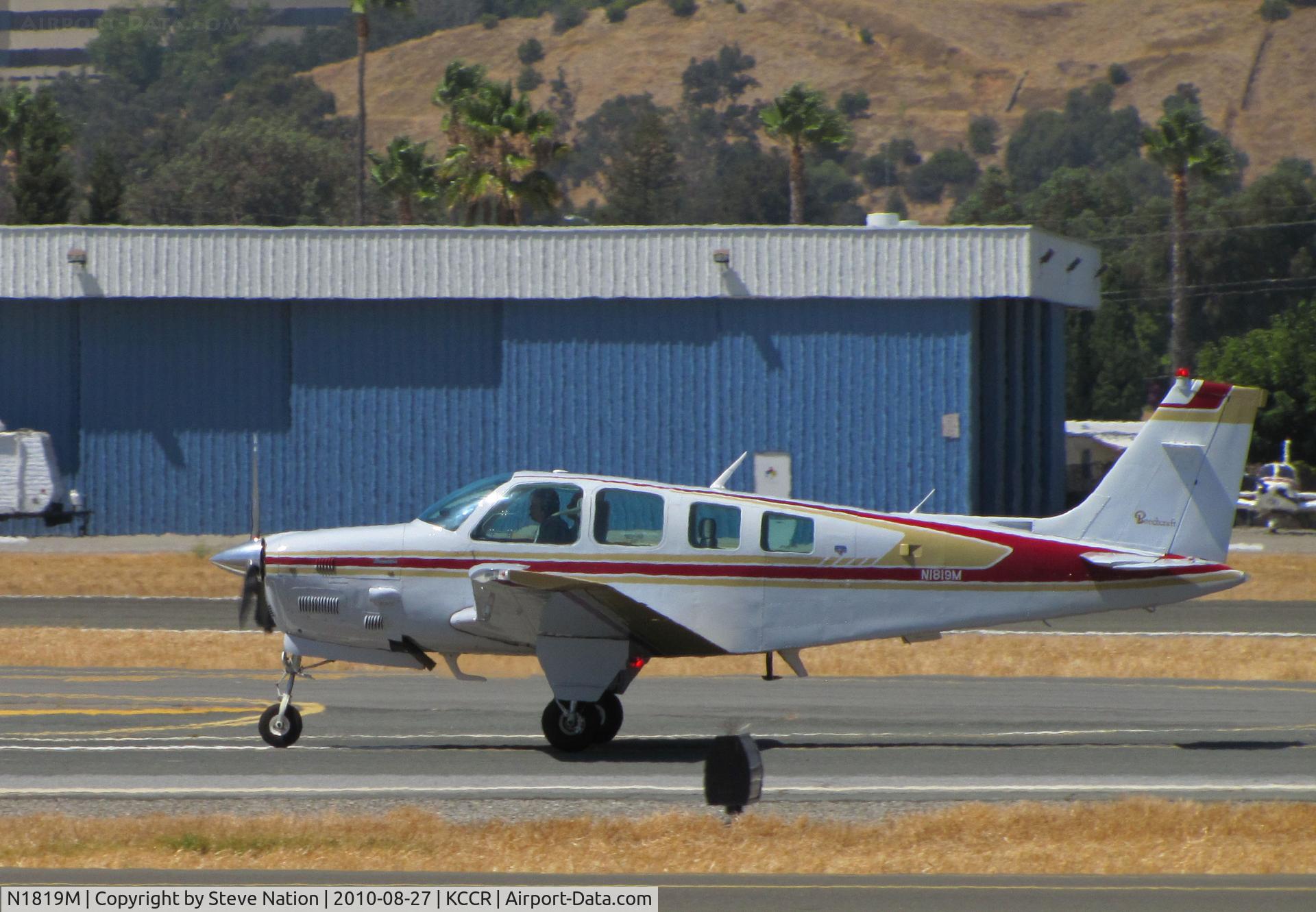 N1819M, 1981 Beech A36TC Bonanza 36 C/N EA-245, Reno, NV-based 1981 Beech A36TC departing for home on RWY19L Buchanan Field