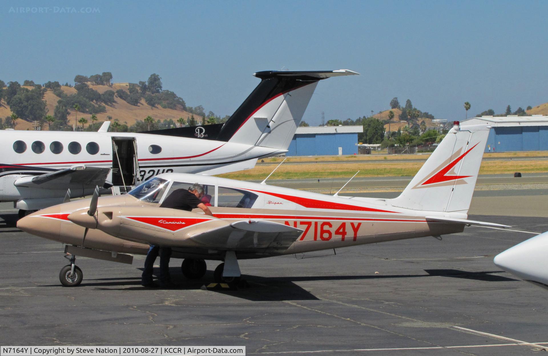 N7164Y, 1963 Piper PA-30 Twin Comanche Twin Comanche C/N 30-185, Lakeport, CA-based 1963 PA-30 on visitors ramp at Buchanan Field