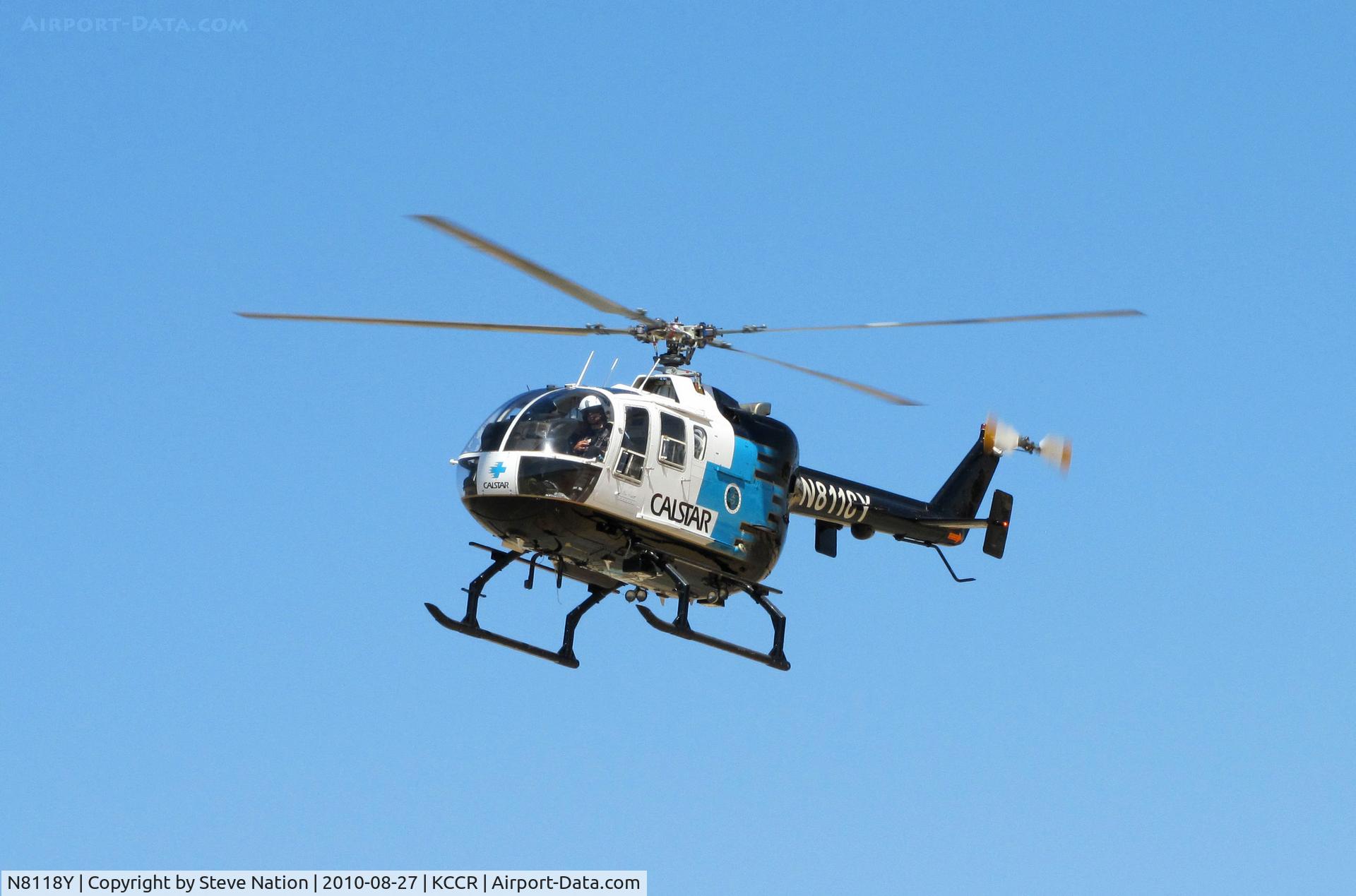 N8118Y, 1989 MBB Bo-105LS-A3 C/N 2017, CALSTAR 1989 BO105LS approaching Buchanan Field helipad