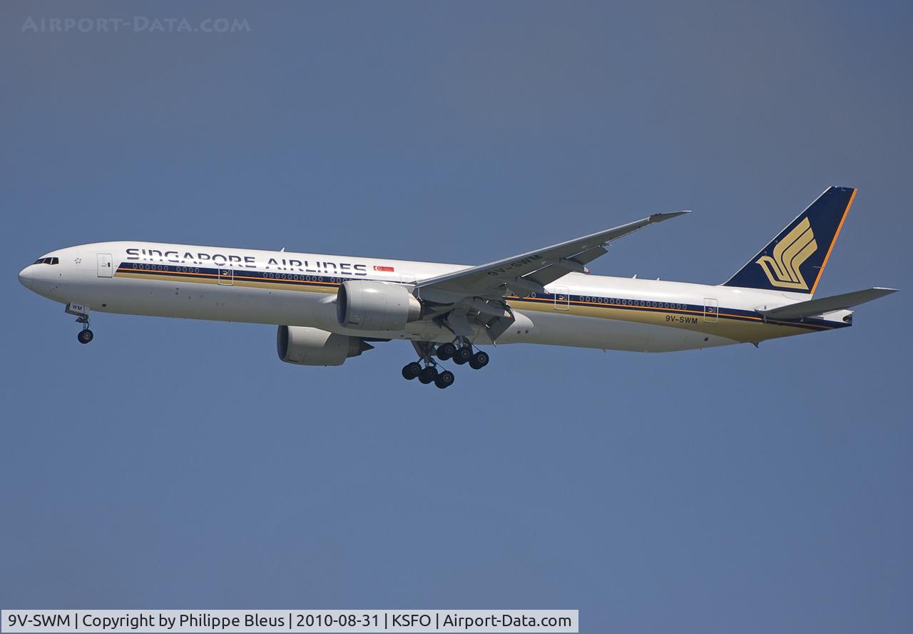 9V-SWM, 2008 Boeing 777-312/ER C/N 34578, Singapore heavy on approach (final) for one of the rwys 28. Amazing how such a large amount oif carriers are choosing for the 777-300/ER these days. Fuel price killing the 744 ?